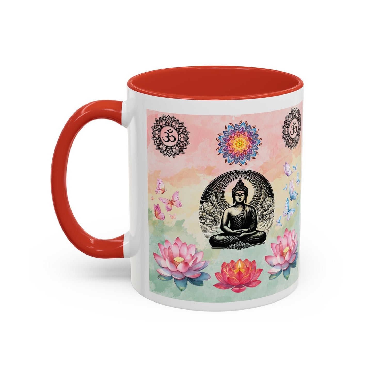 Buddha Lotus Accent Coffee Mug — Meditation, Om & Chakra Spiritual Tea Cup