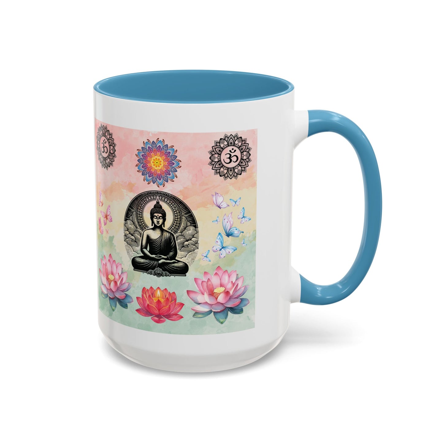 Buddha Lotus Accent Coffee Mug — Meditation, Om & Chakra Spiritual Tea Cup