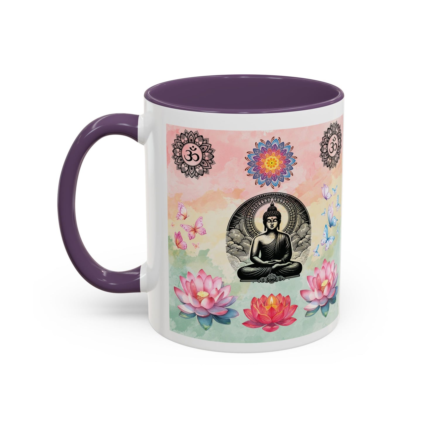Buddha Lotus Accent Coffee Mug — Meditation, Om & Chakra Spiritual Tea Cup