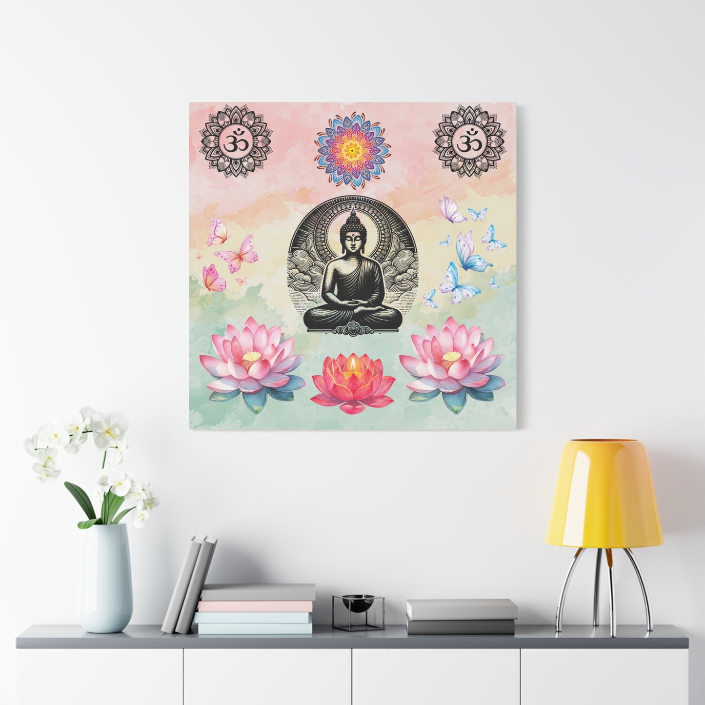 Buddha Lotus Meditation Canvas — Om Mandala Wall Art