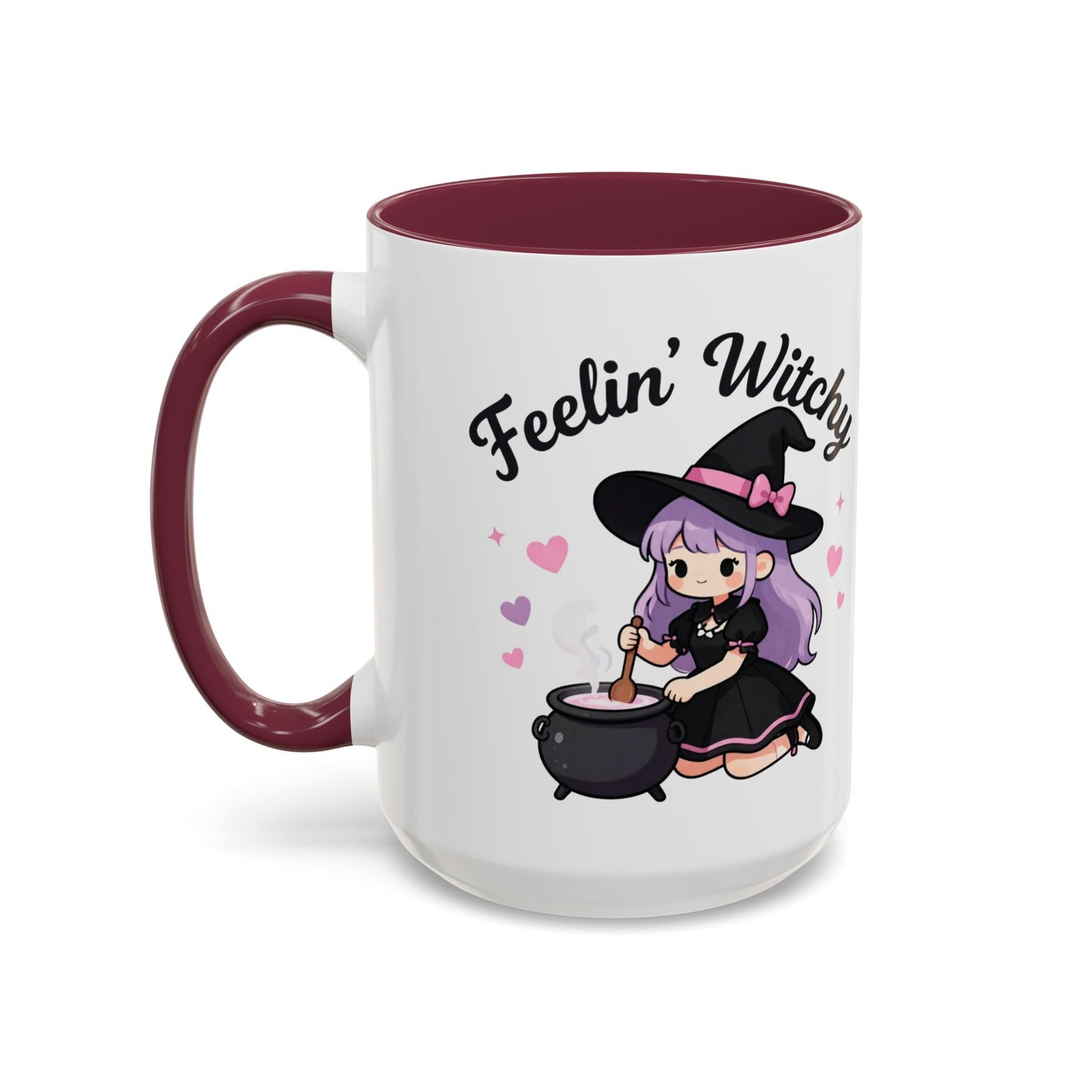 Feelin' Witchy Coffee Mug — Cute Kawaii Witch Illustration (11oz & 15oz)