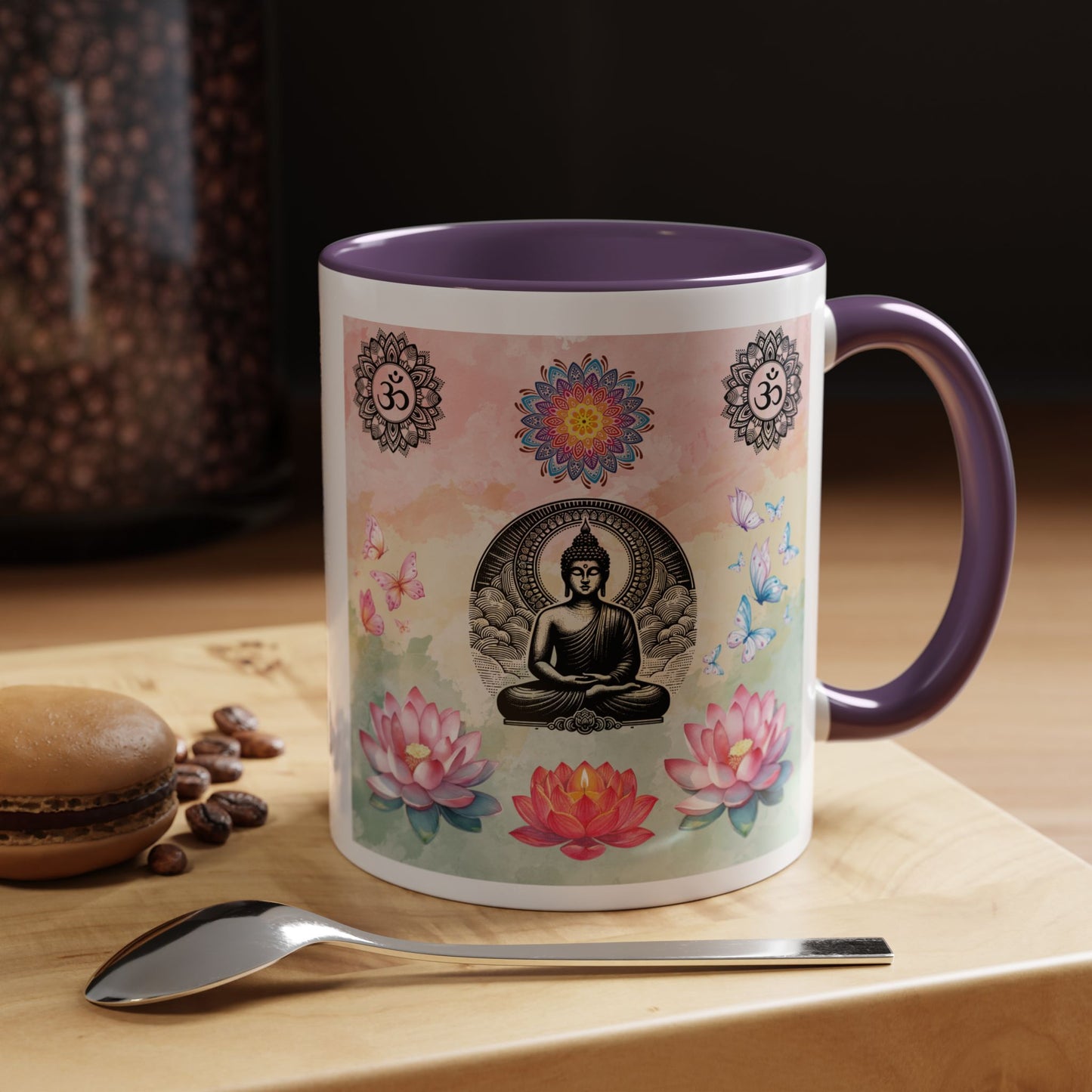 Buddha Lotus Accent Coffee Mug — Meditation, Om & Chakra Spiritual Tea Cup