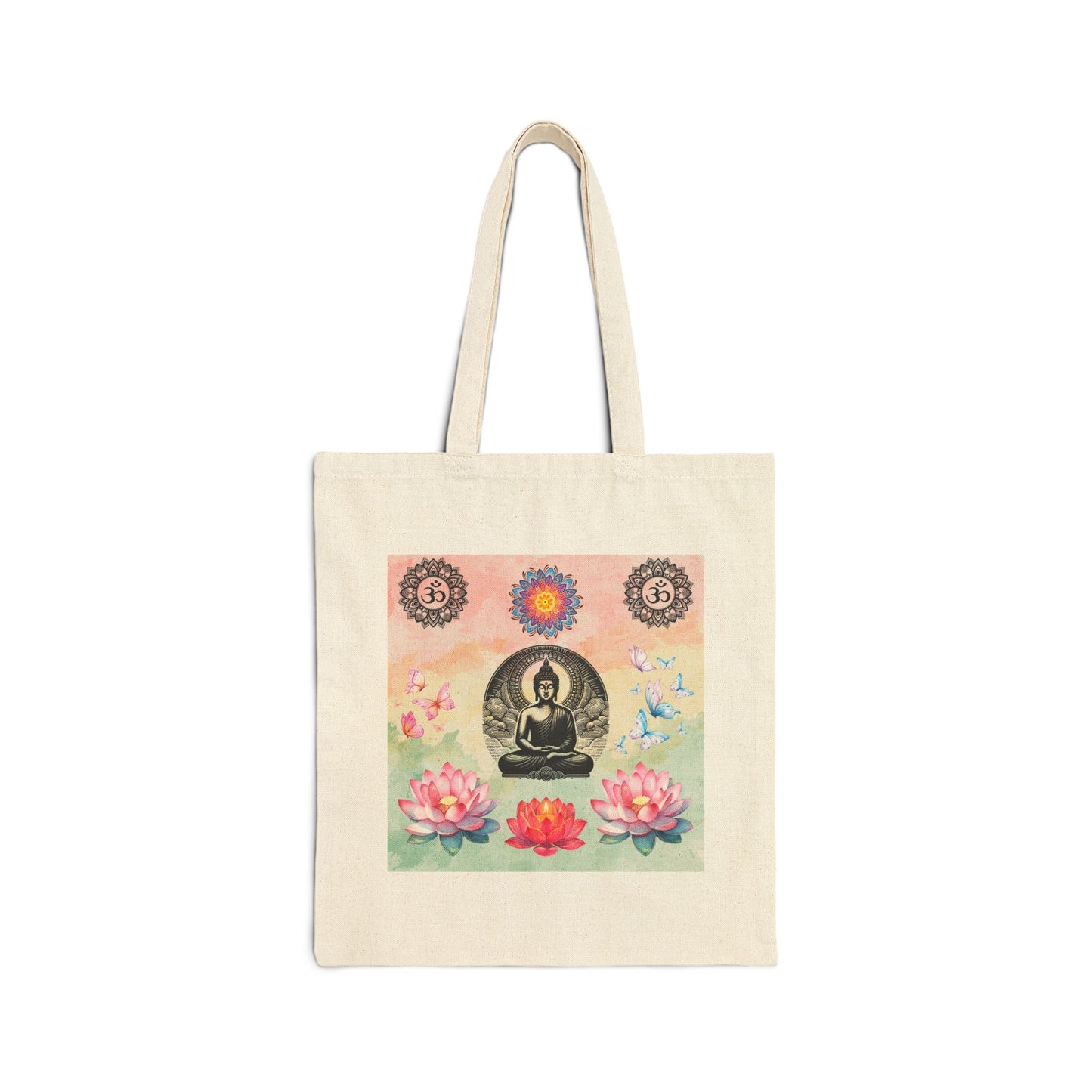 Buddha Lotus Canvas Tote — Meditation Yoga Cotton Bag
