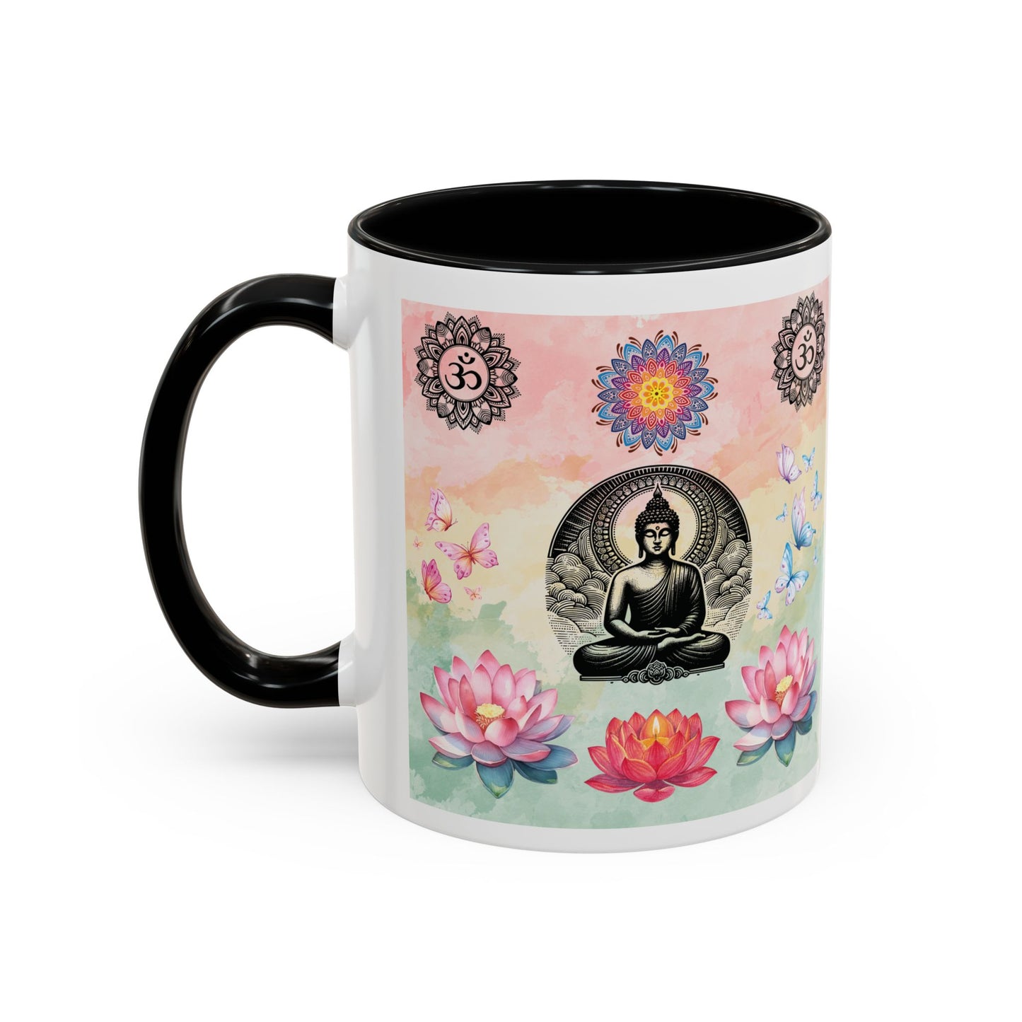 Buddha Lotus Accent Coffee Mug — Meditation, Om & Chakra Spiritual Tea Cup
