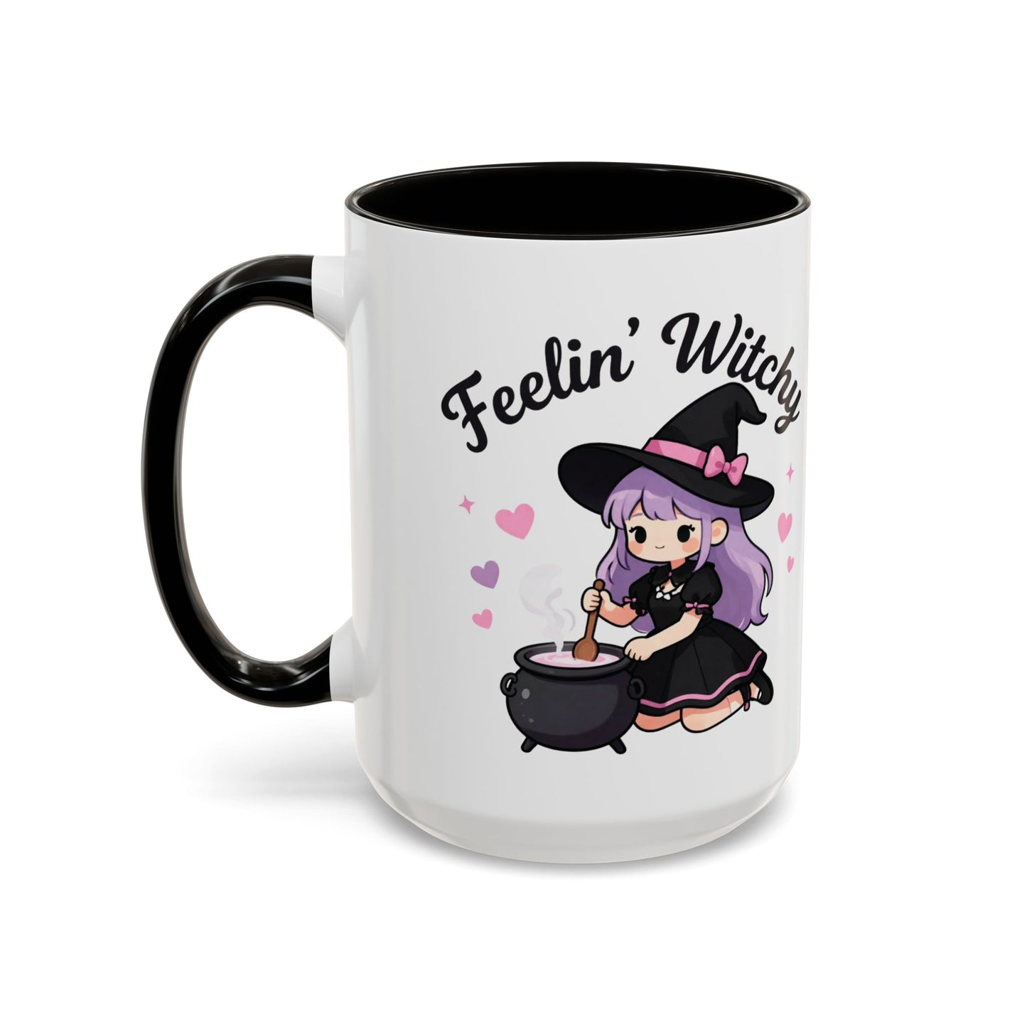 Feelin' Witchy Coffee Mug — Cute Kawaii Witch Illustration (11oz & 15oz)