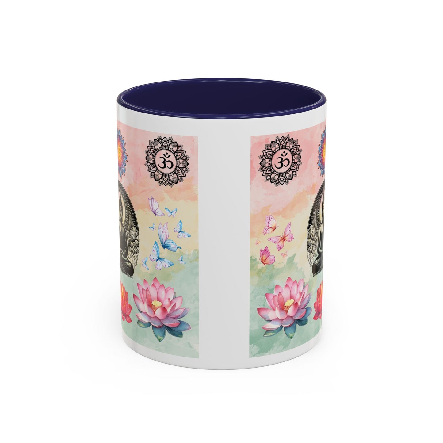 Buddha Lotus Accent Coffee Mug — Meditation, Om & Chakra Spiritual Tea Cup