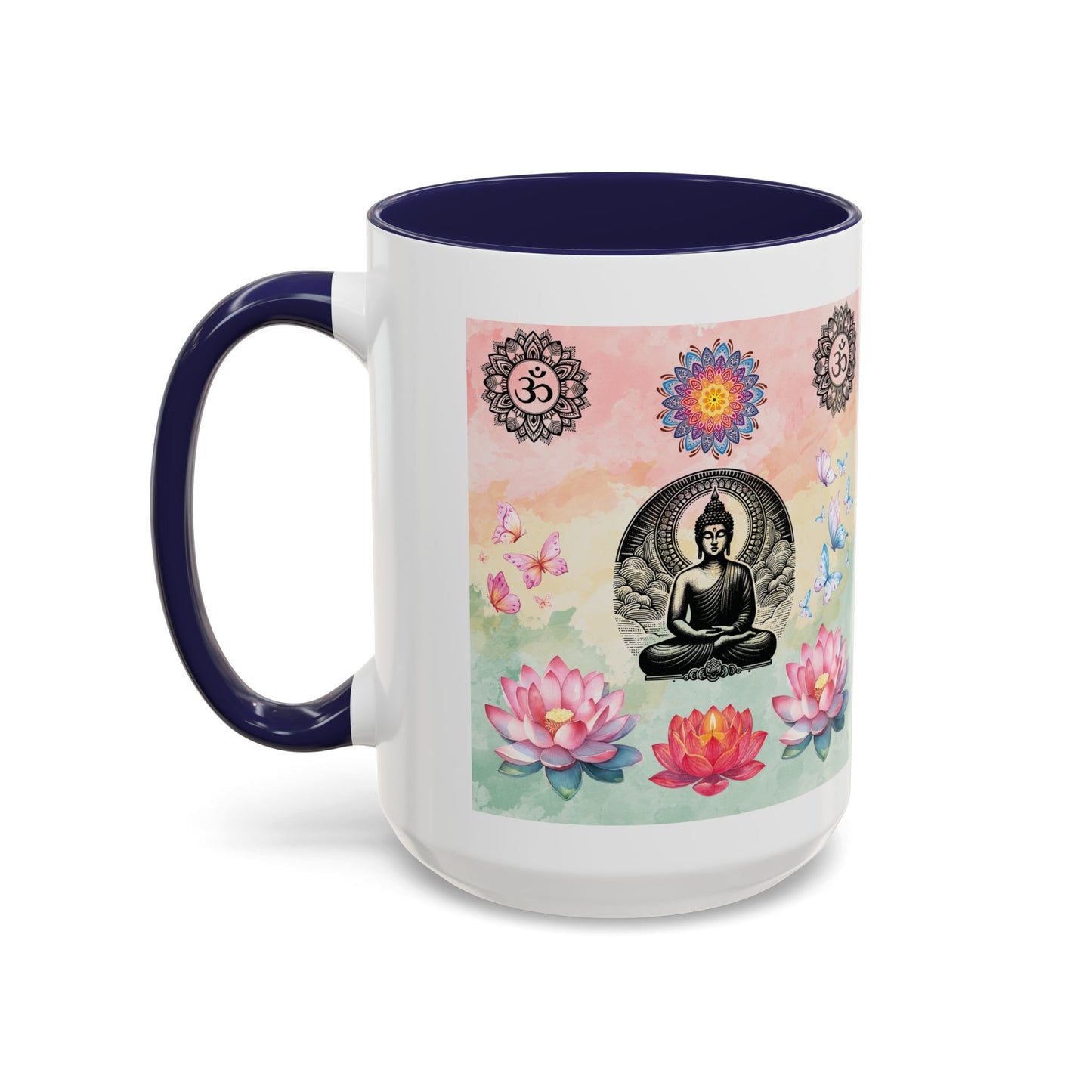 Buddha Lotus Accent Coffee Mug — Meditation, Om & Chakra Spiritual Tea Cup