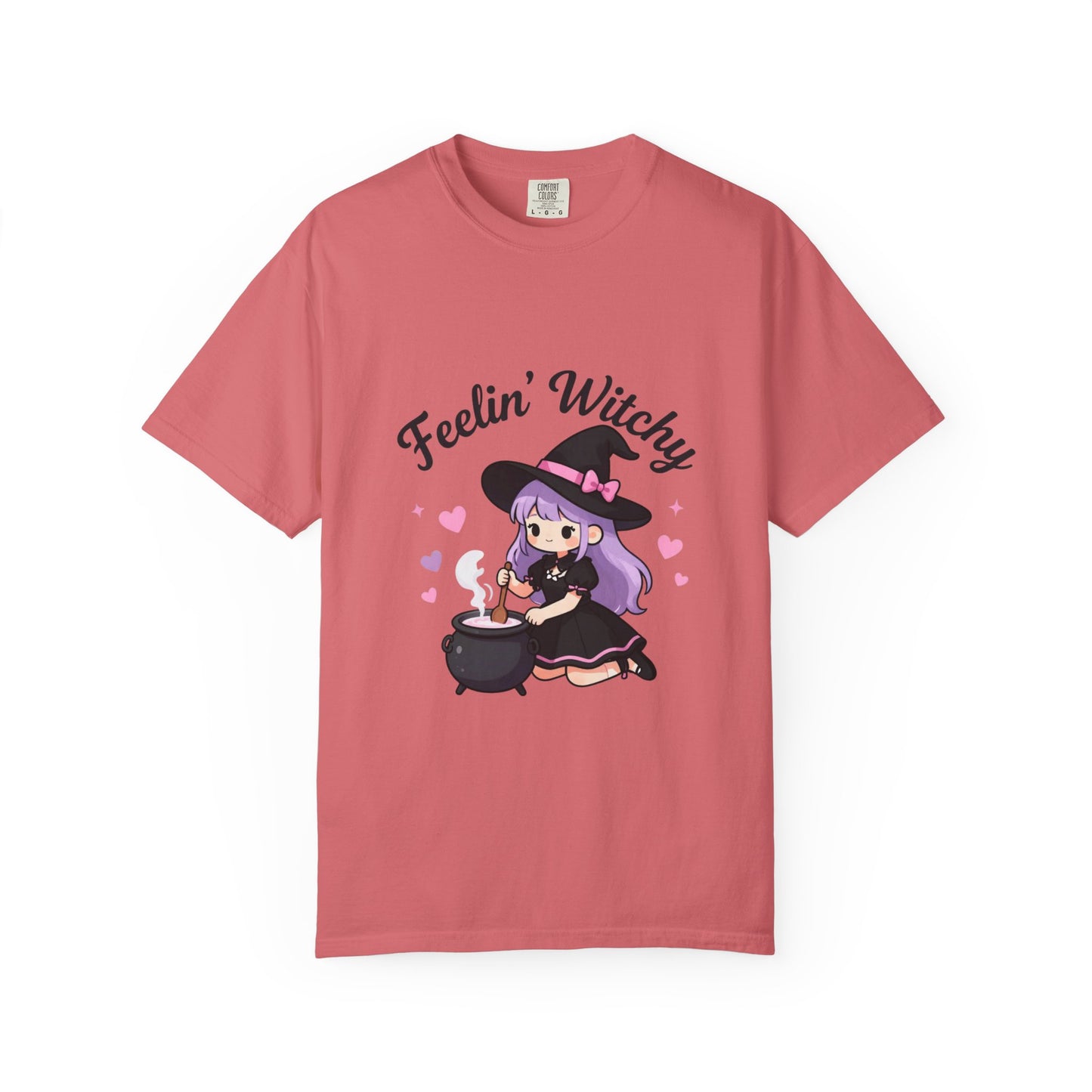 Feelin' Witchy T-Shirt — Cute Purple Witch Graphic Tee for Halloween