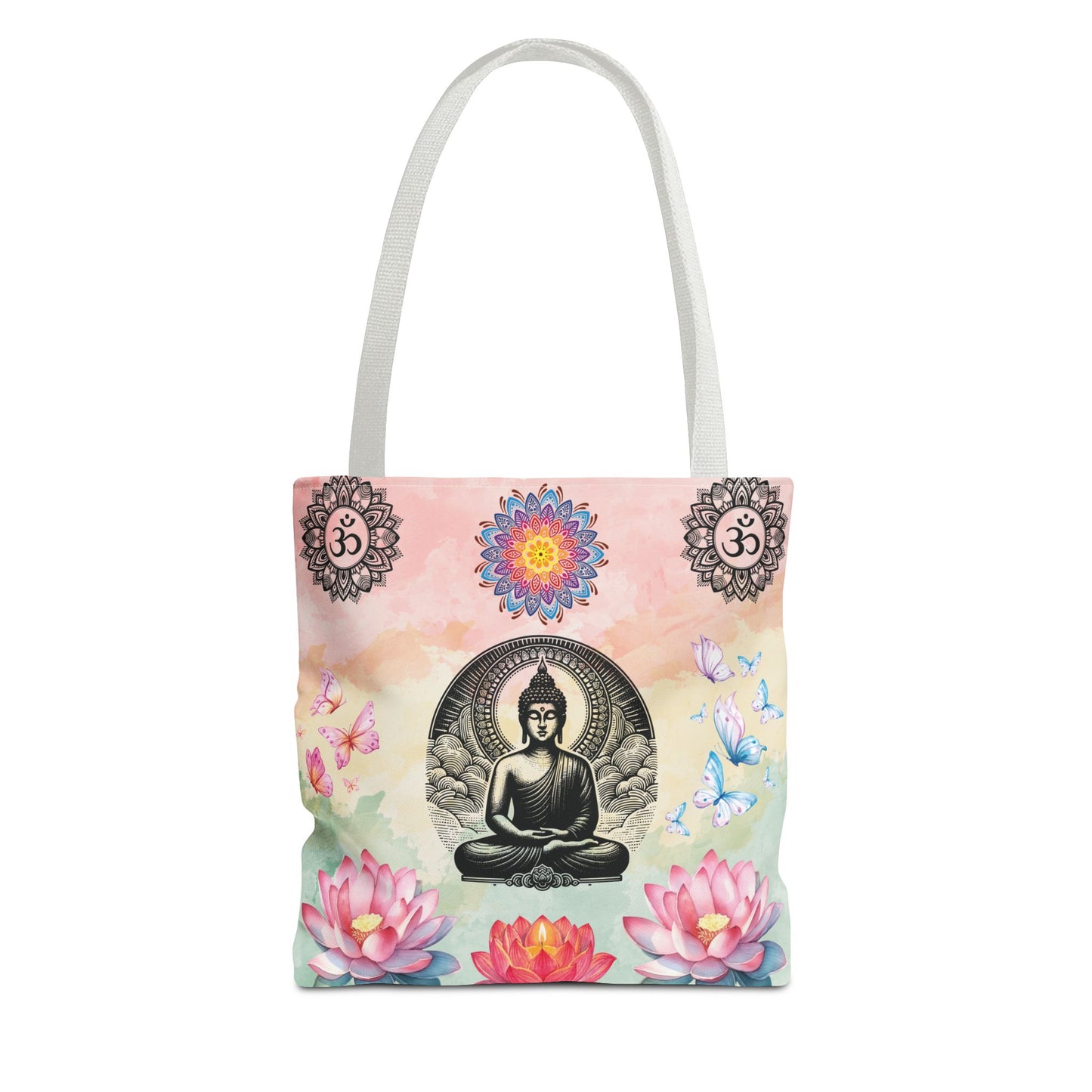 Buddha Lotus Tote Bag,  Meditation Yoga Sacred Om Design, Spiritual Meditation Bag, Yoga Gift