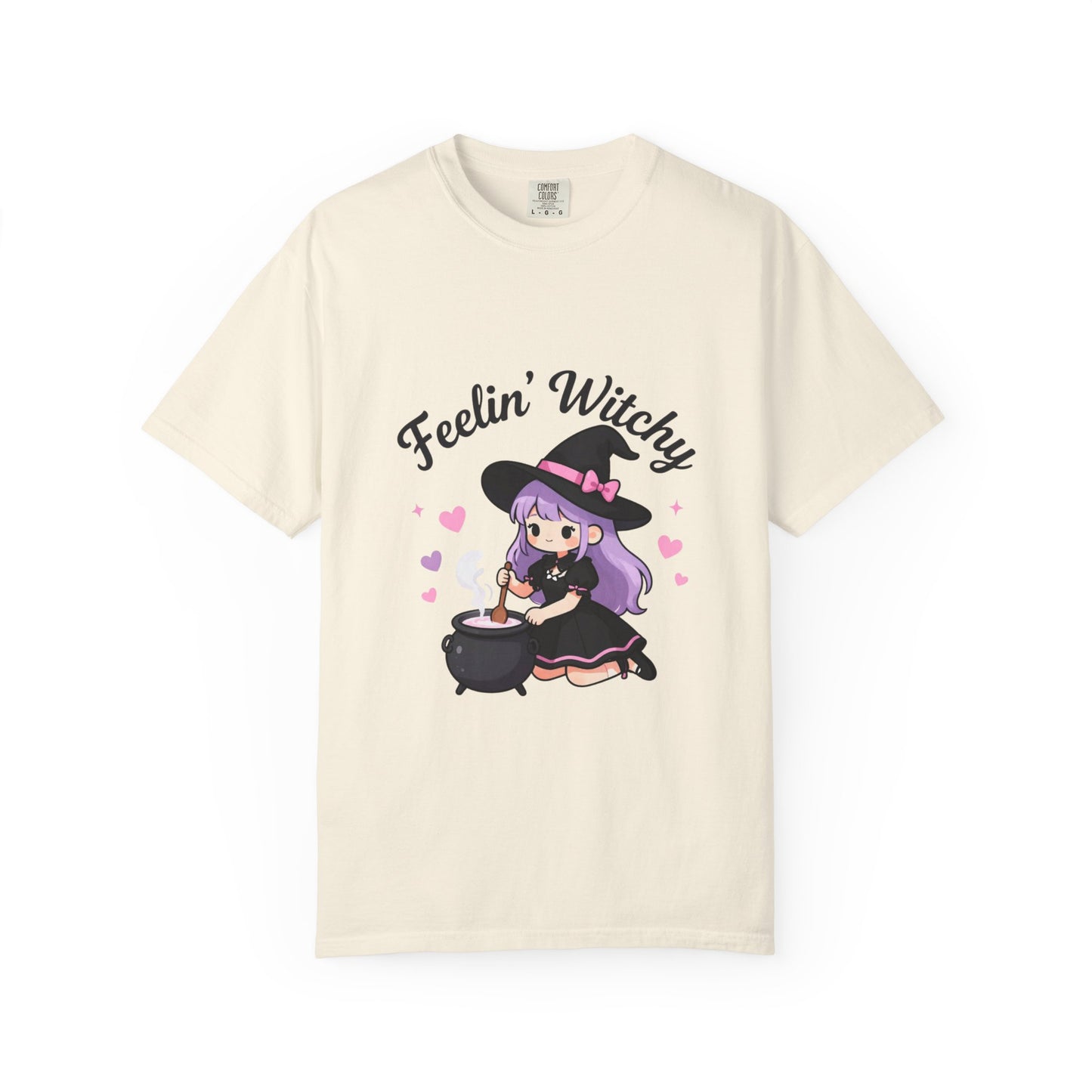 Feelin' Witchy T-Shirt — Cute Purple Witch Graphic Tee for Halloween