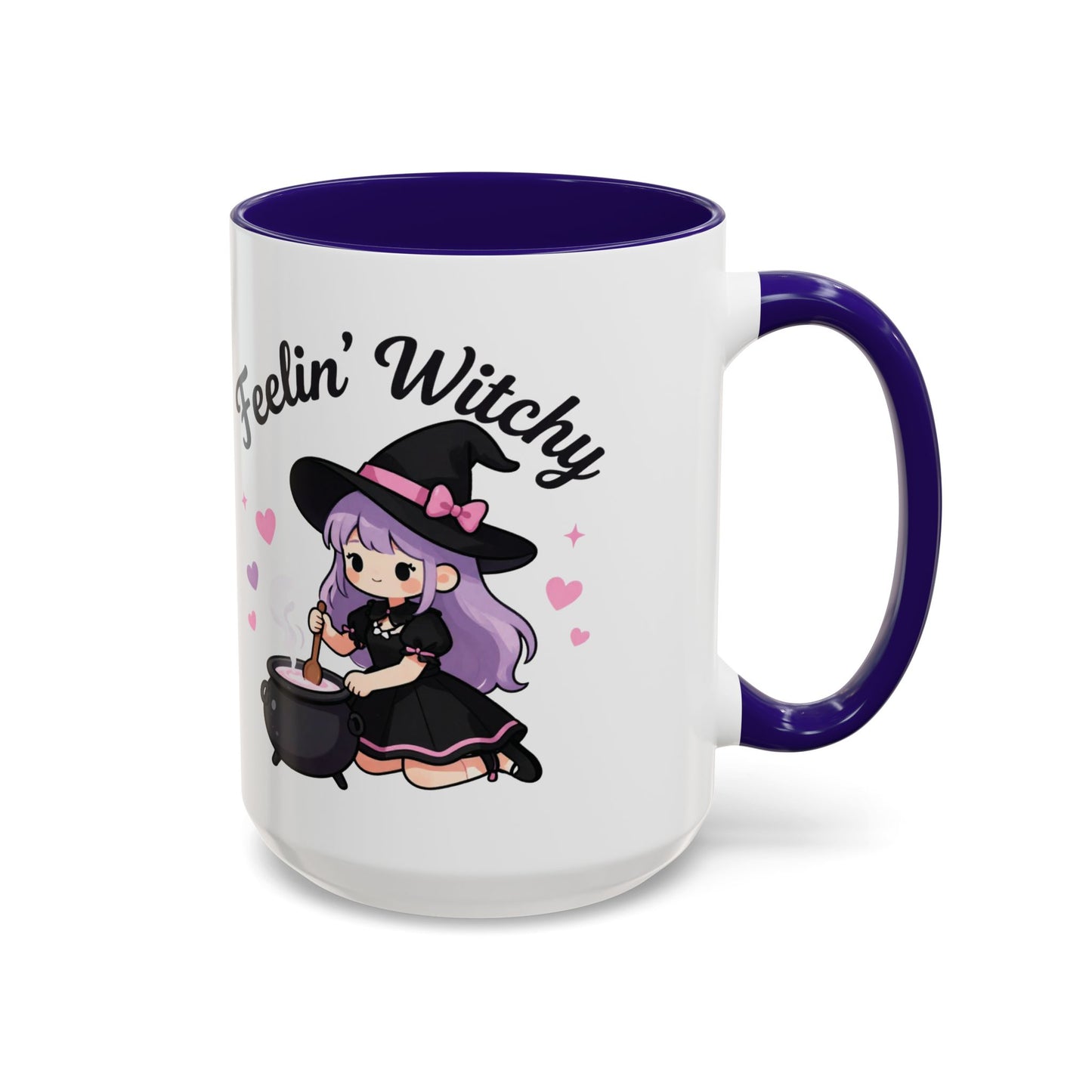 Feelin' Witchy Coffee Mug — Cute Kawaii Witch Illustration (11oz & 15oz)