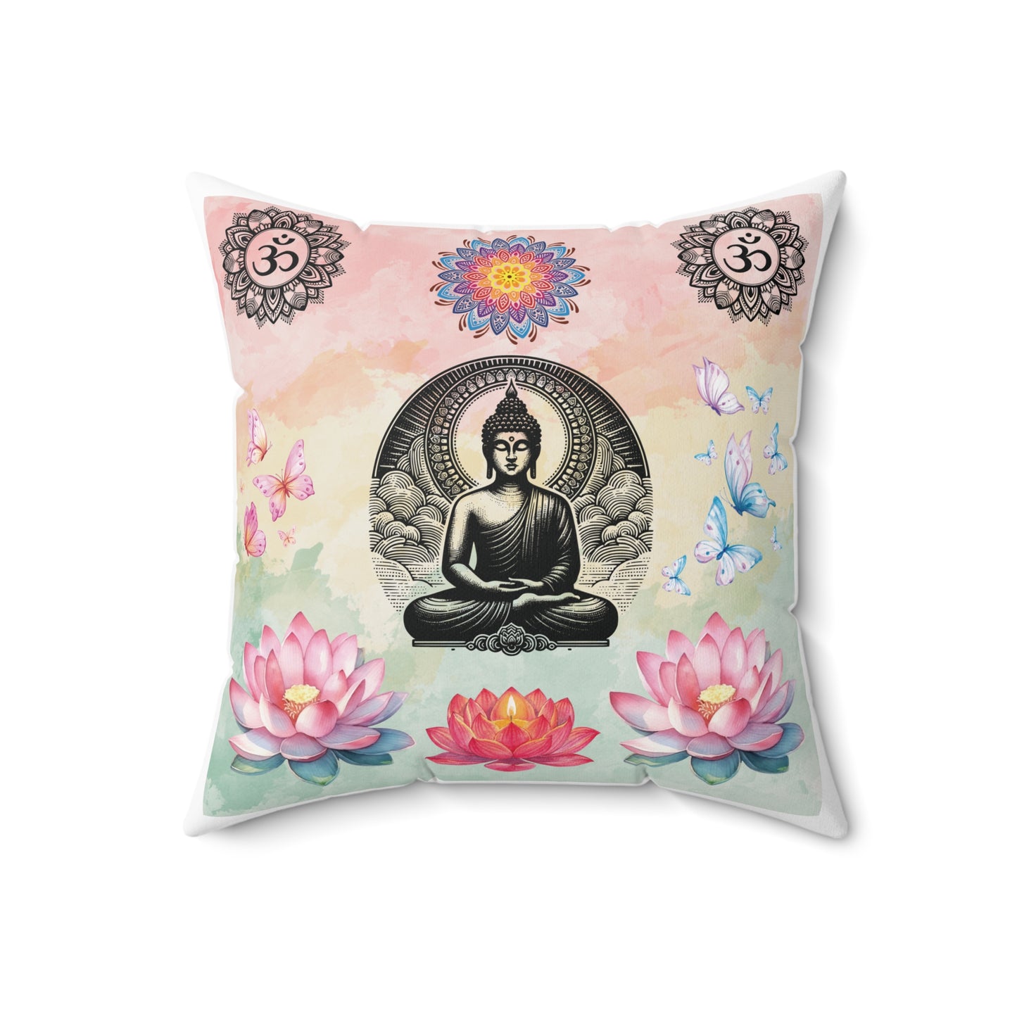 Buddha Lotus Meditation Throw Pillow — Spiritual Zen Home Decor