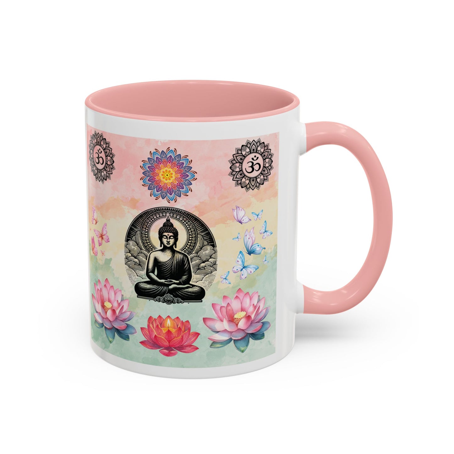 Buddha Lotus Accent Coffee Mug — Meditation, Om & Chakra Spiritual Tea Cup