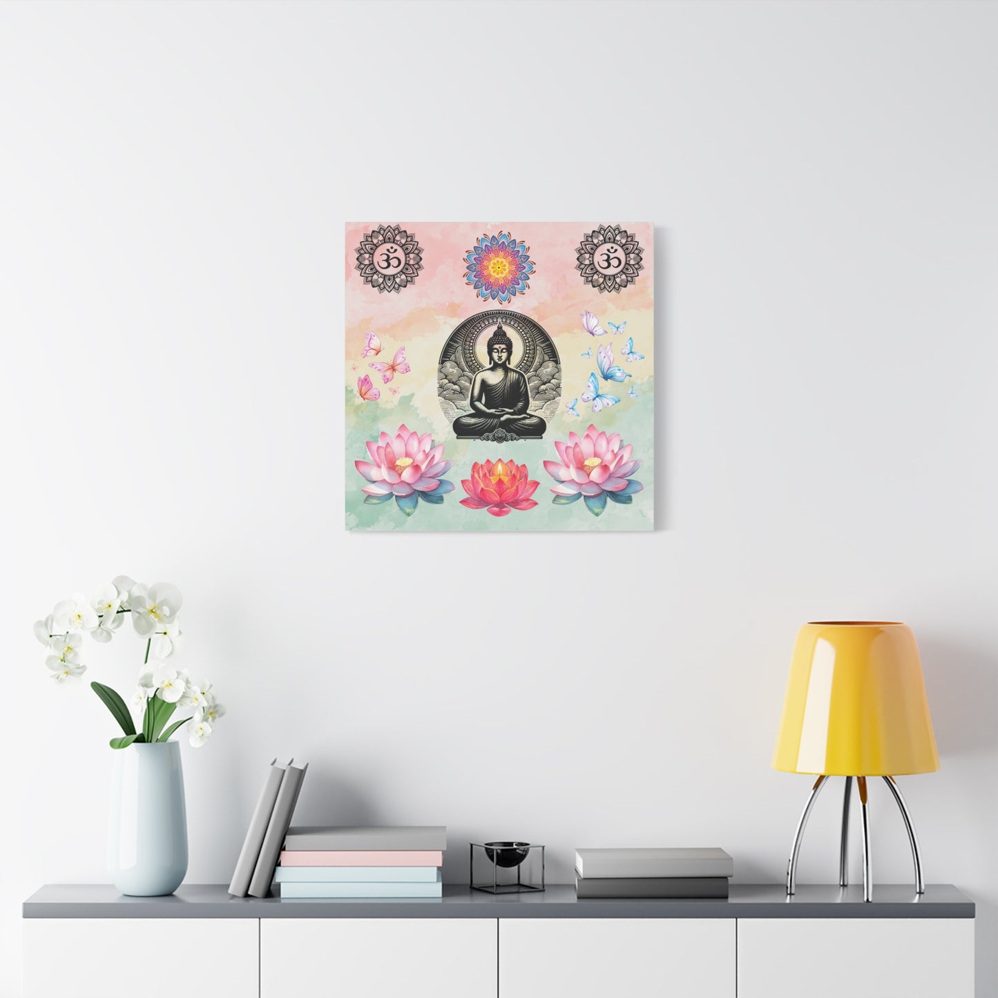 Buddha Lotus Meditation Canvas — Om Mandala Wall Art
