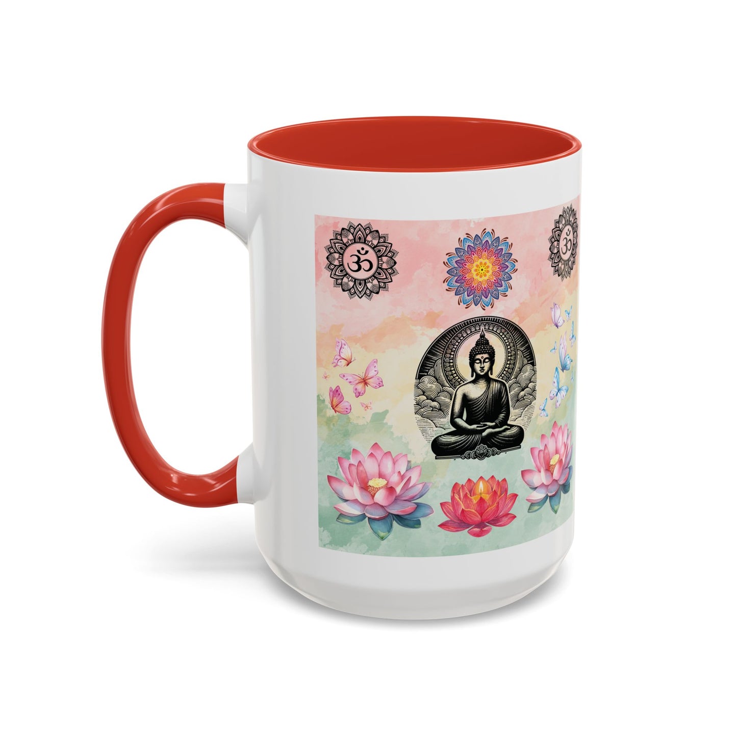 Buddha Lotus Accent Coffee Mug — Meditation, Om & Chakra Spiritual Tea Cup
