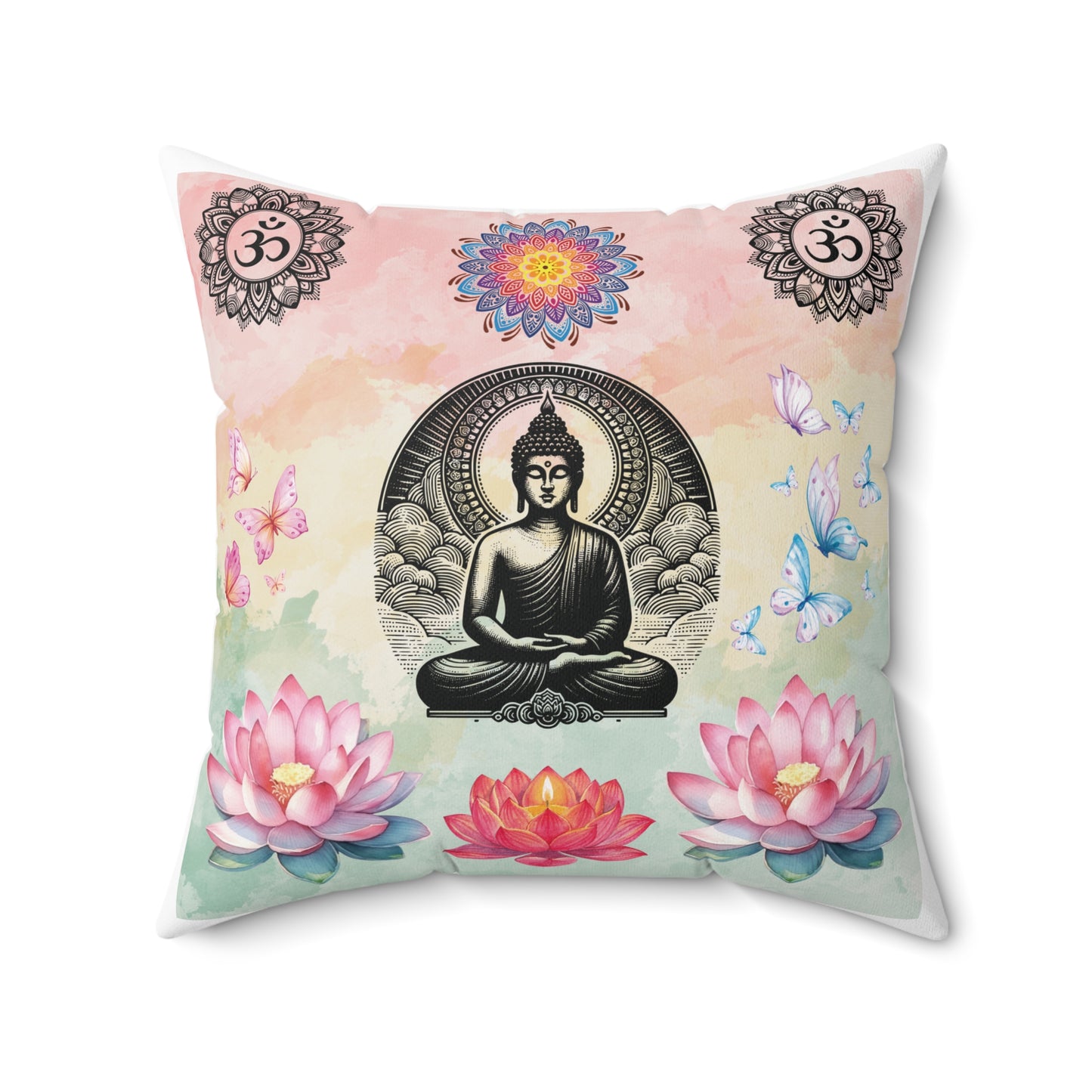 Buddha Lotus Meditation Throw Pillow — Spiritual Zen Home Decor
