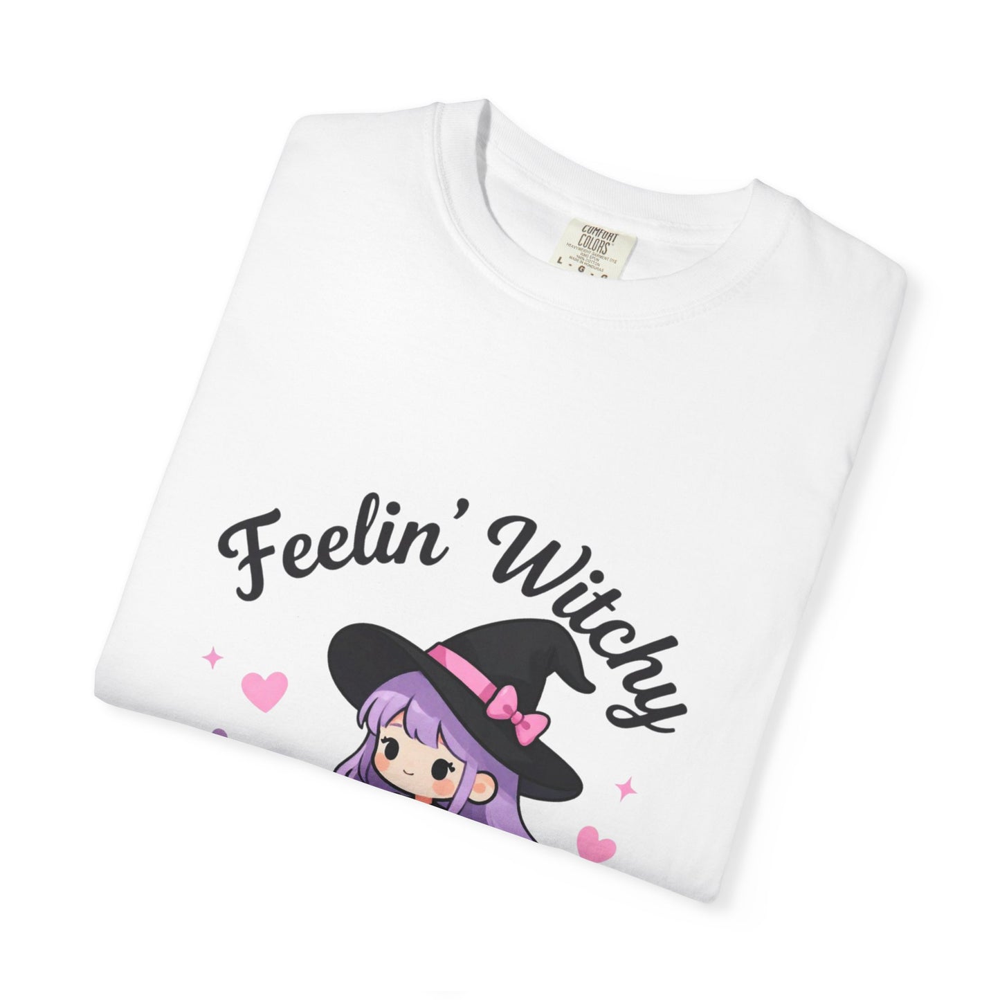 Feelin' Witchy T-Shirt — Cute Purple Witch Graphic Tee for Halloween