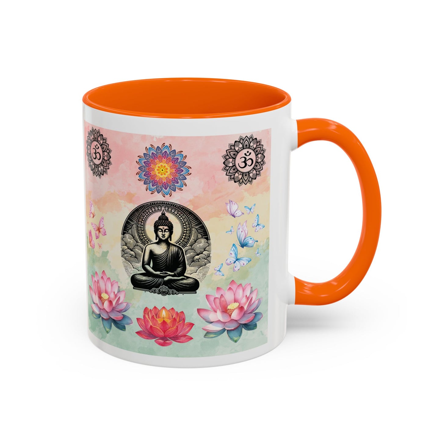 Buddha Lotus Accent Coffee Mug — Meditation, Om & Chakra Spiritual Tea Cup