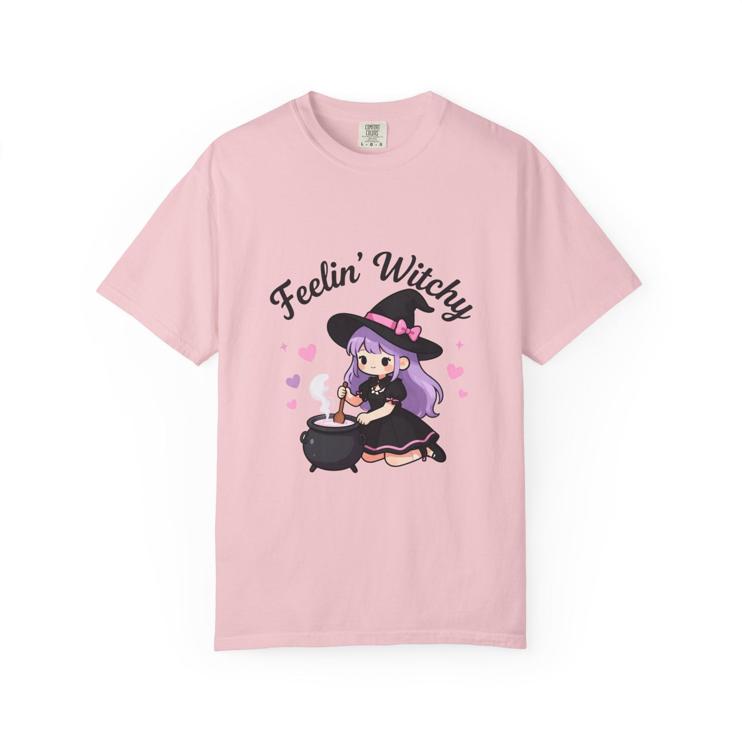 Feelin' Witchy T-Shirt — Cute Purple Witch Graphic Tee for Halloween