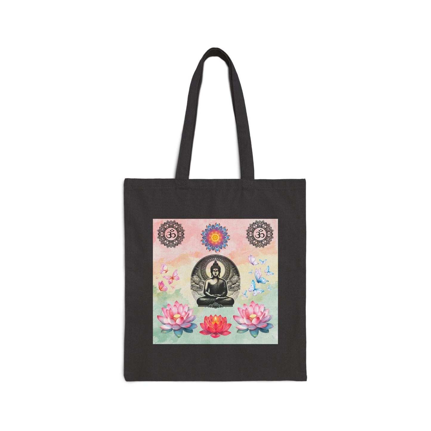 Buddha Lotus Canvas Tote — Meditation Yoga Cotton Bag
