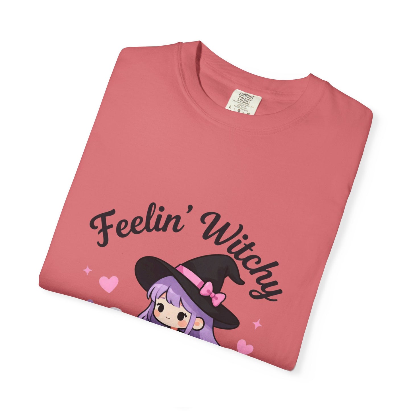 Feelin' Witchy T-Shirt — Cute Purple Witch Graphic Tee for Halloween