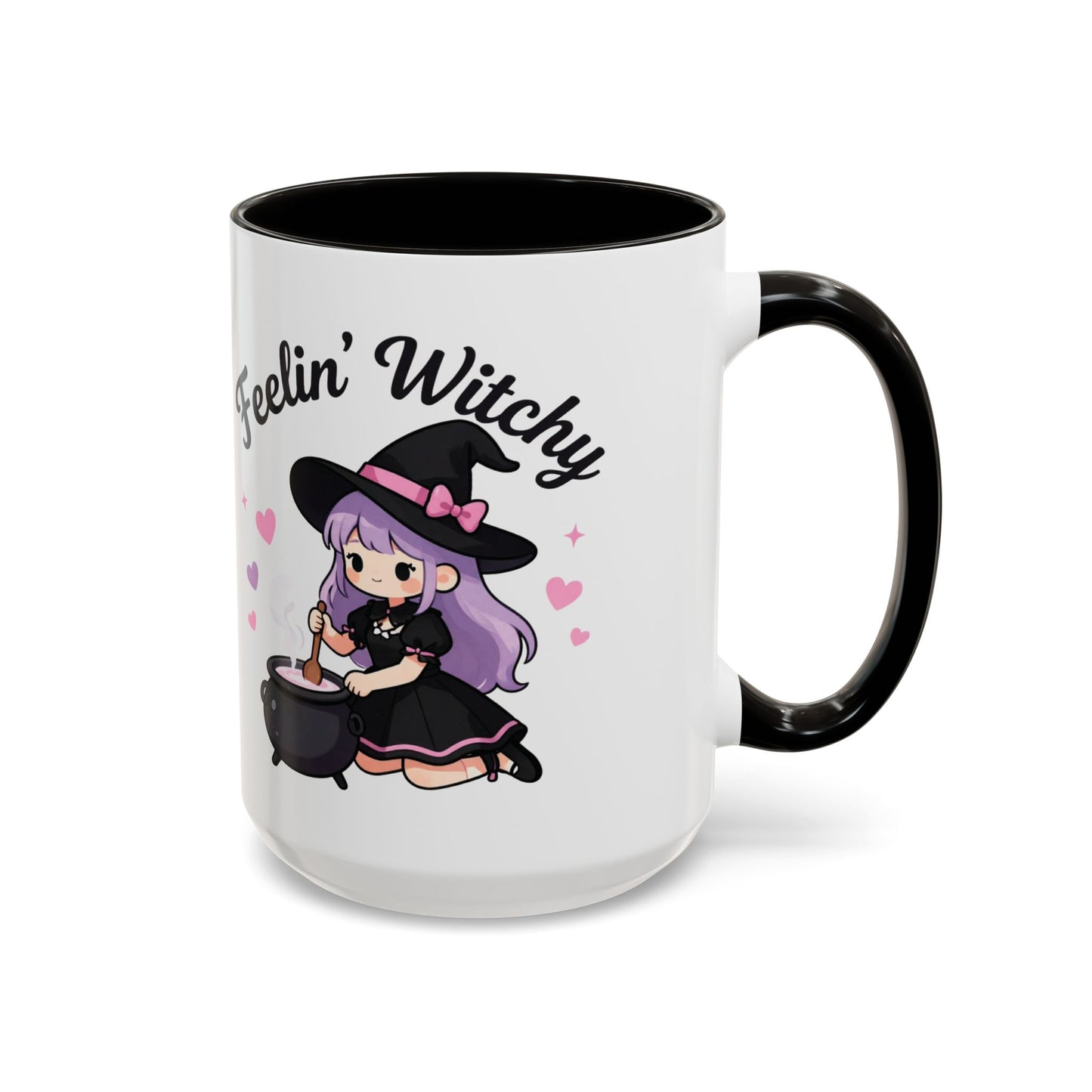 Feelin' Witchy Coffee Mug — Cute Kawaii Witch Illustration (11oz & 15oz)