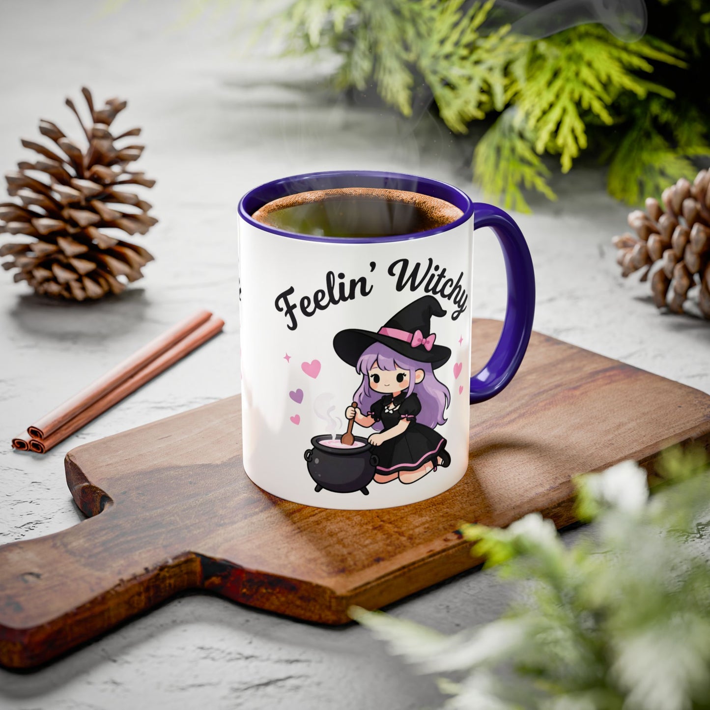 Feelin' Witchy Coffee Mug — Cute Kawaii Witch Illustration (11oz & 15oz)