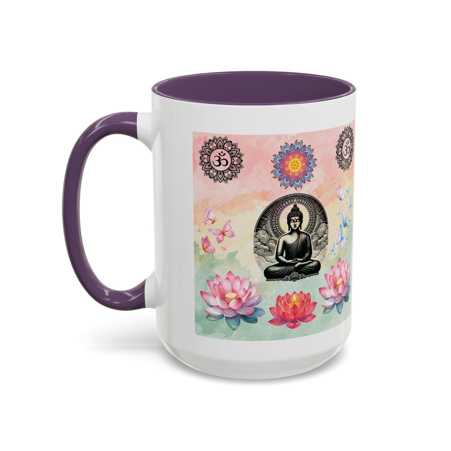 Buddha Lotus Accent Coffee Mug — Meditation, Om & Chakra Spiritual Tea Cup