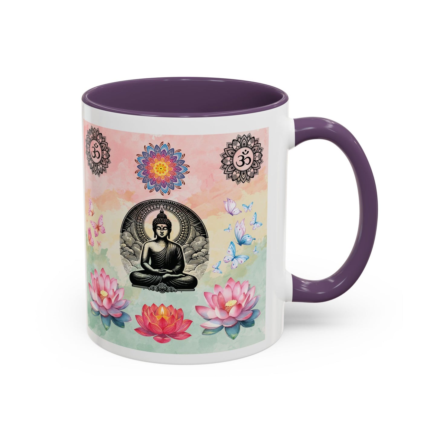 Buddha Lotus Accent Coffee Mug — Meditation, Om & Chakra Spiritual Tea Cup