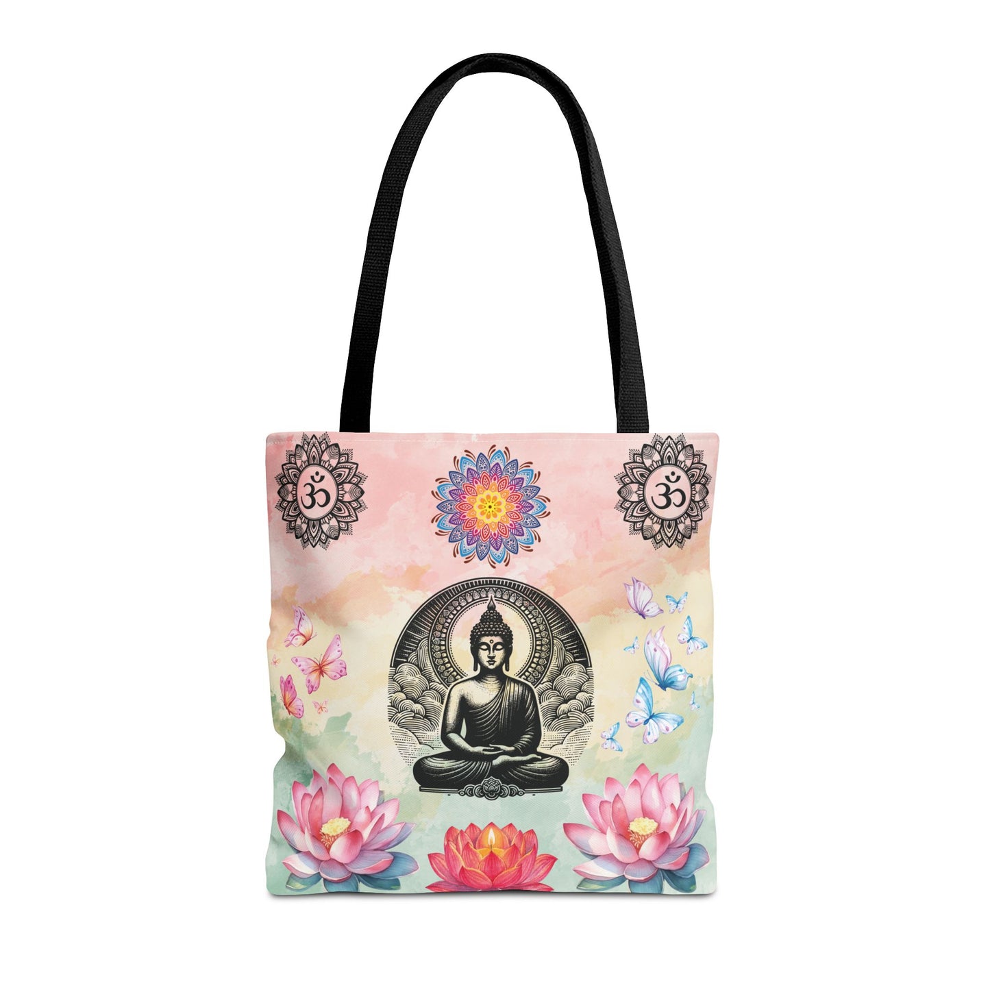Buddha Lotus Tote Bag,  Meditation Yoga Sacred Om Design, Spiritual Meditation Bag, Yoga Gift