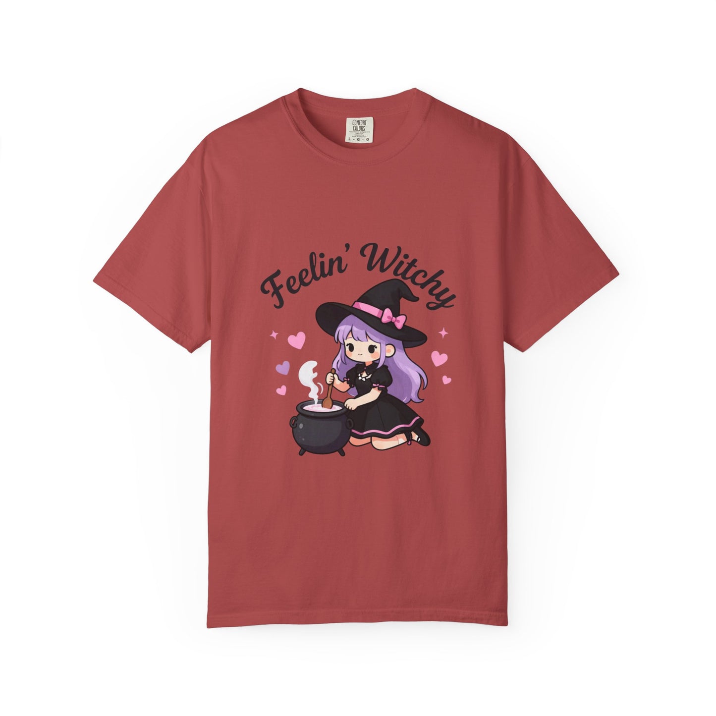 Feelin' Witchy T-Shirt — Cute Purple Witch Graphic Tee for Halloween