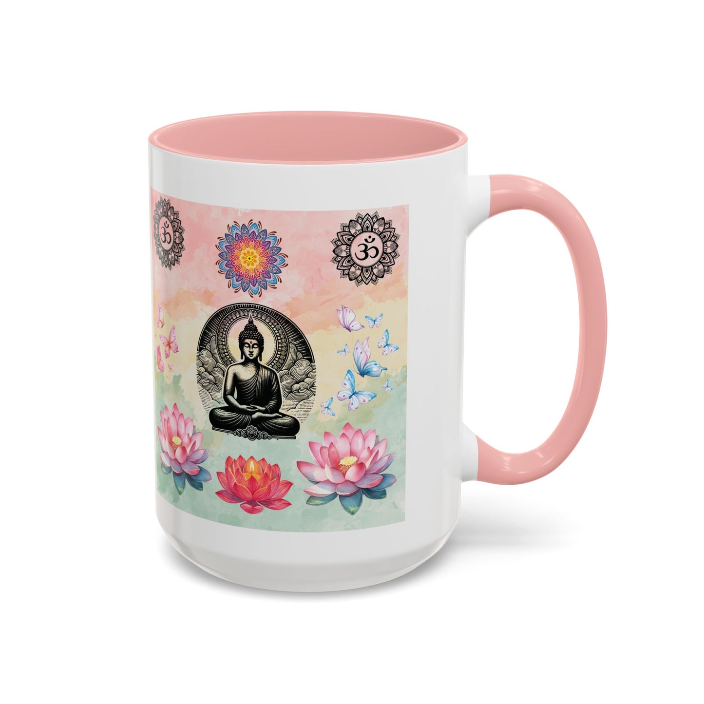 Buddha Lotus Accent Coffee Mug — Meditation, Om & Chakra Spiritual Tea Cup