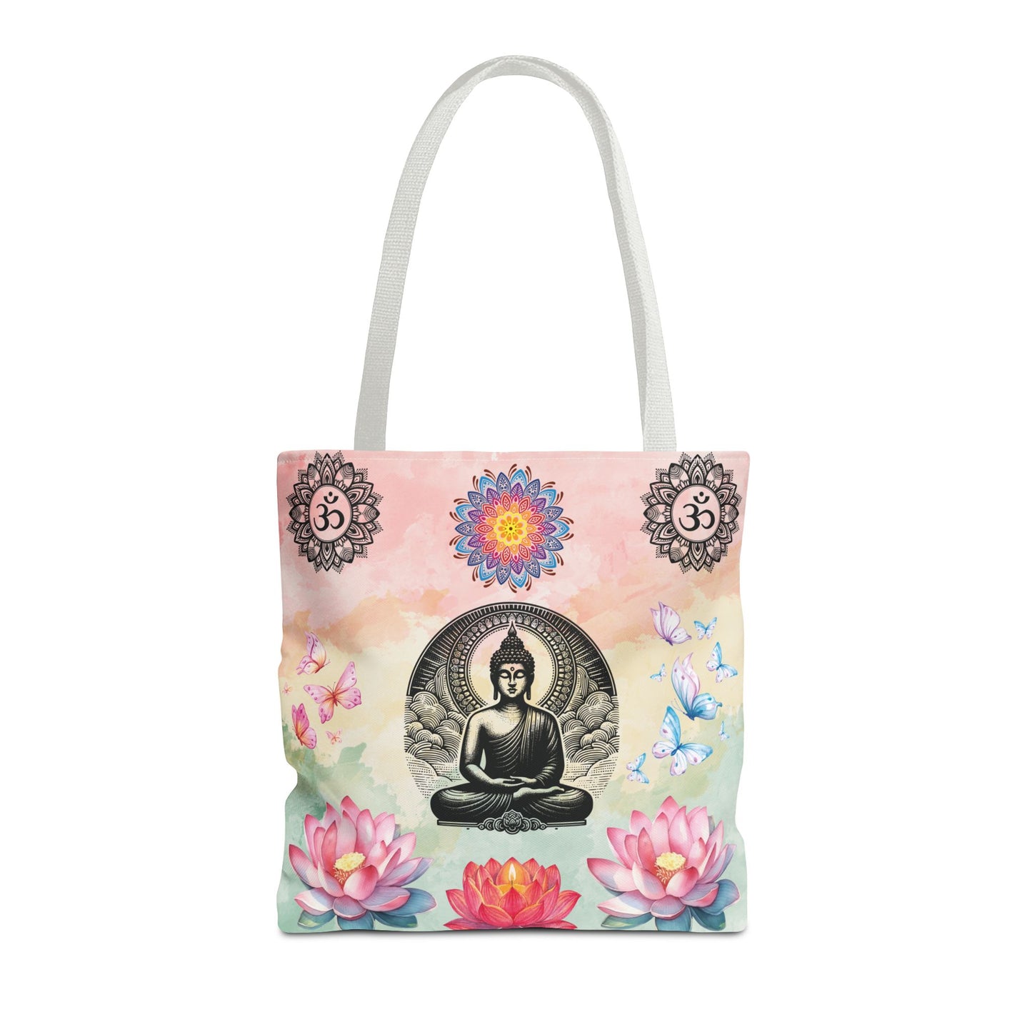 Buddha Lotus Tote Bag,  Meditation Yoga Sacred Om Design, Spiritual Meditation Bag, Yoga Gift