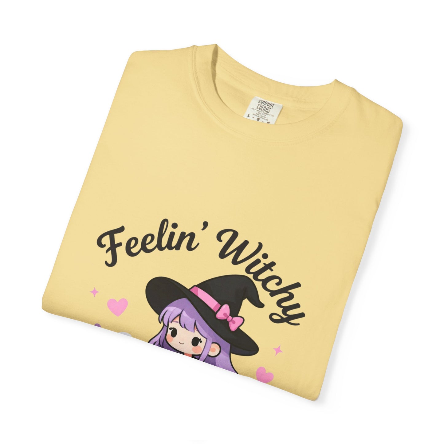 Feelin' Witchy T-Shirt — Cute Purple Witch Graphic Tee for Halloween