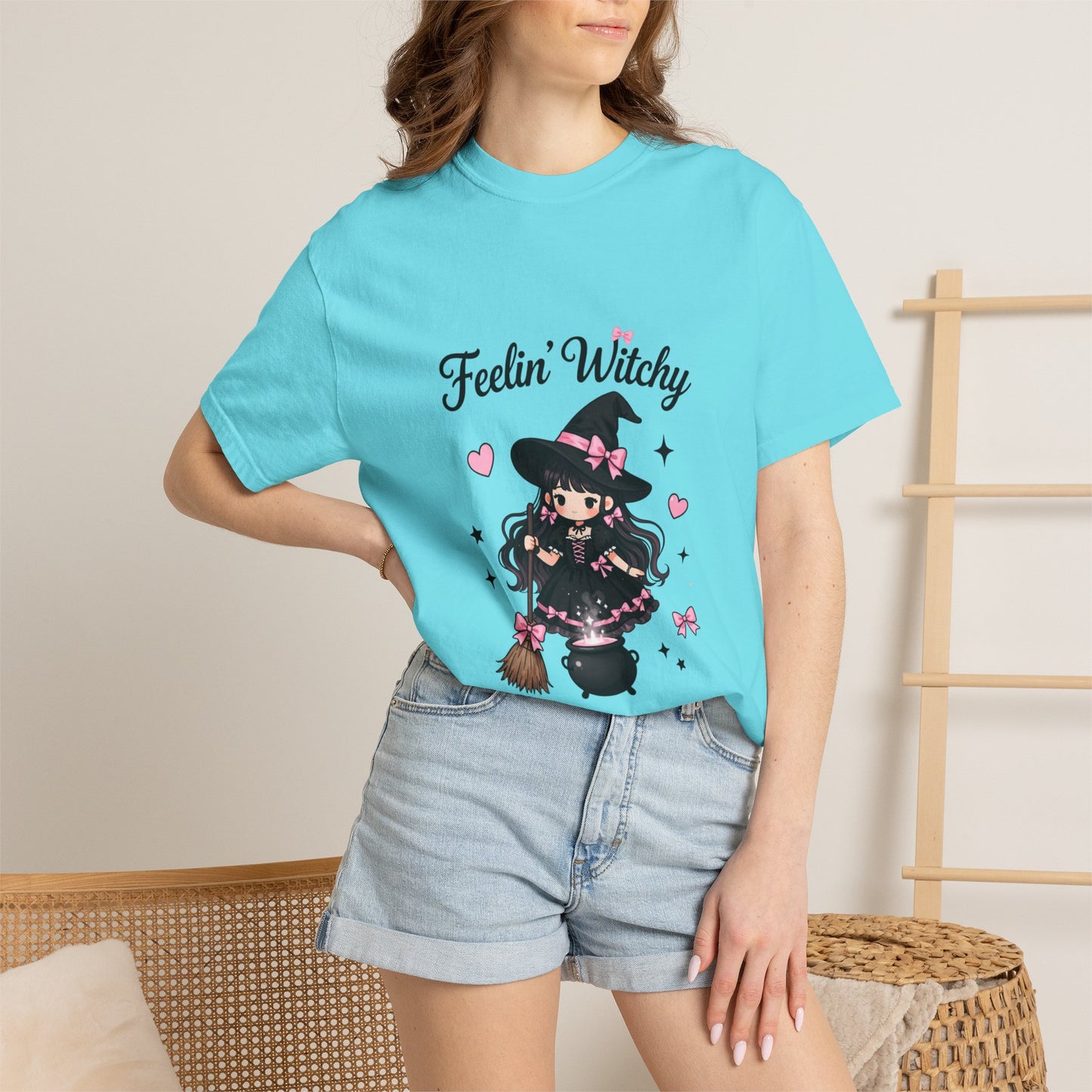 Feelin' Witchy T-Shirt — Cute Kawaii Witch Graphic Tee for Halloween & Everyday