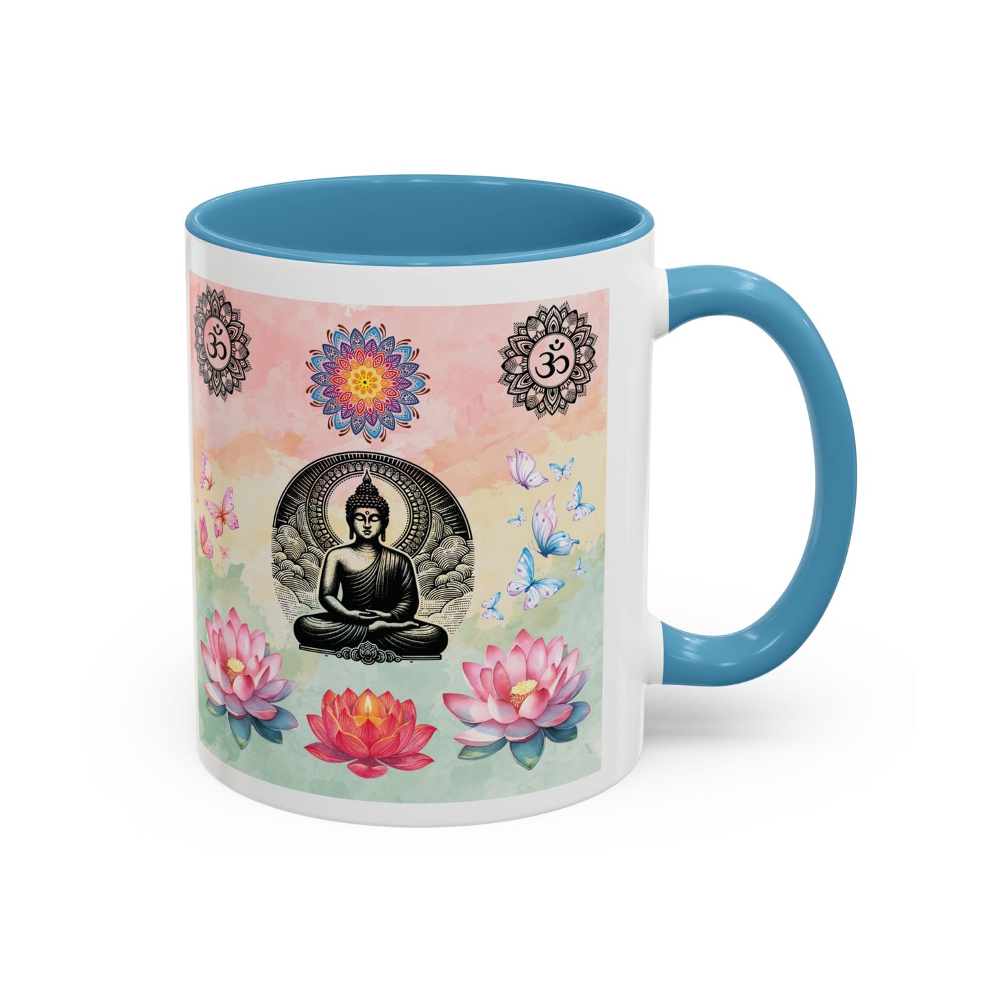 Buddha Lotus Accent Coffee Mug — Meditation, Om & Chakra Spiritual Tea Cup