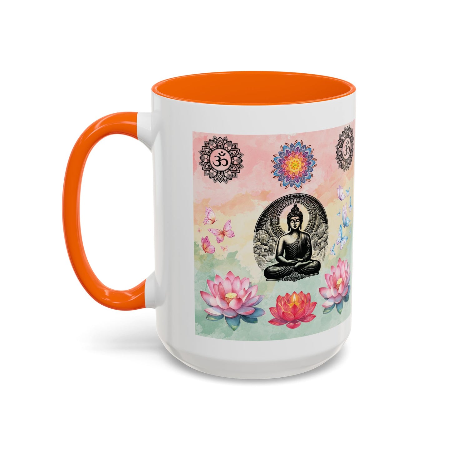 Buddha Lotus Accent Coffee Mug — Meditation, Om & Chakra Spiritual Tea Cup