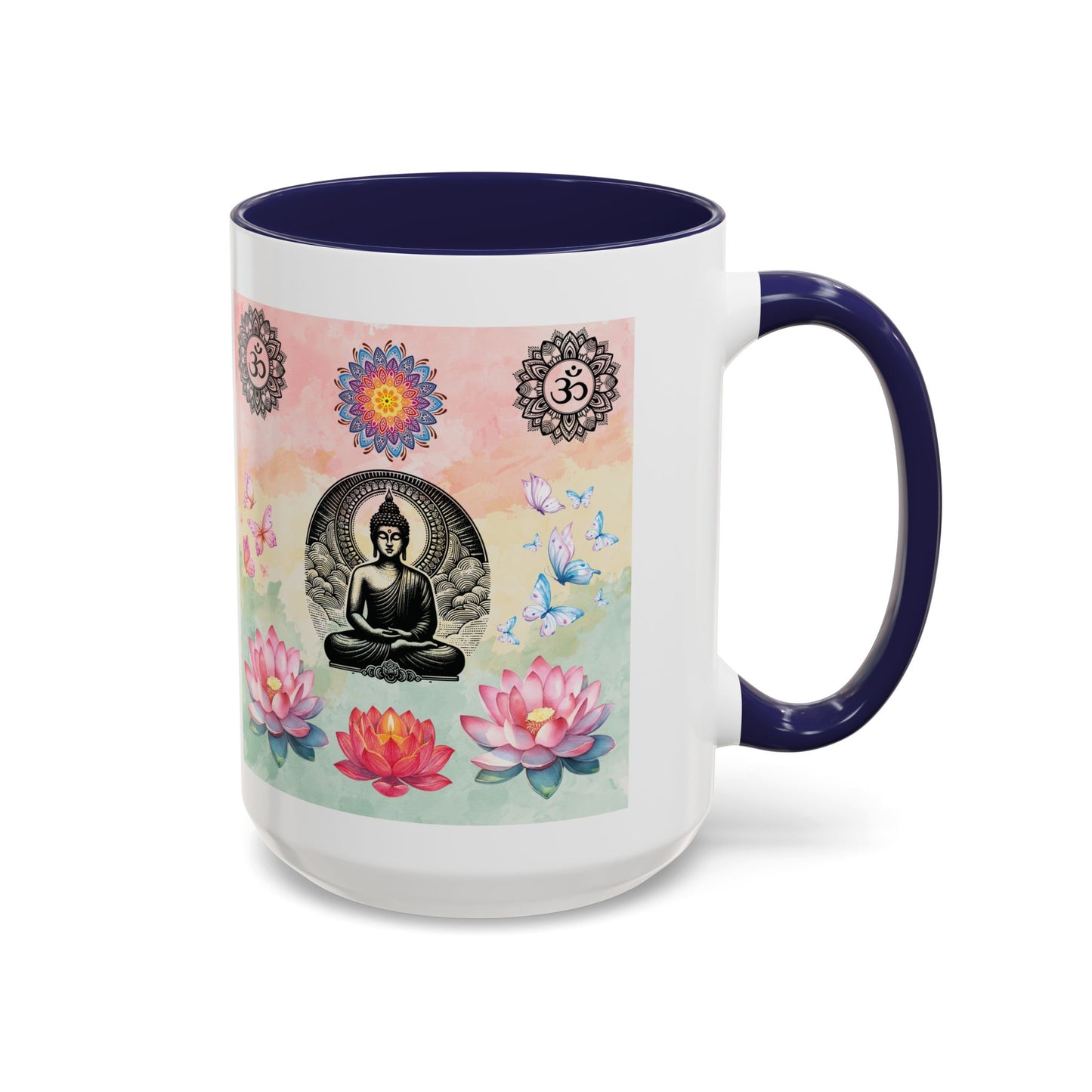 Buddha Lotus Accent Coffee Mug — Meditation, Om & Chakra Spiritual Tea Cup