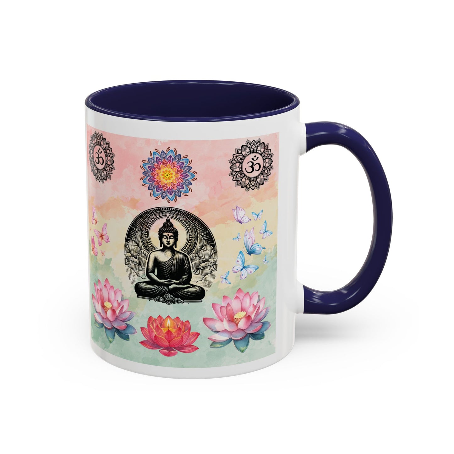 Buddha Lotus Accent Coffee Mug — Meditation, Om & Chakra Spiritual Tea Cup