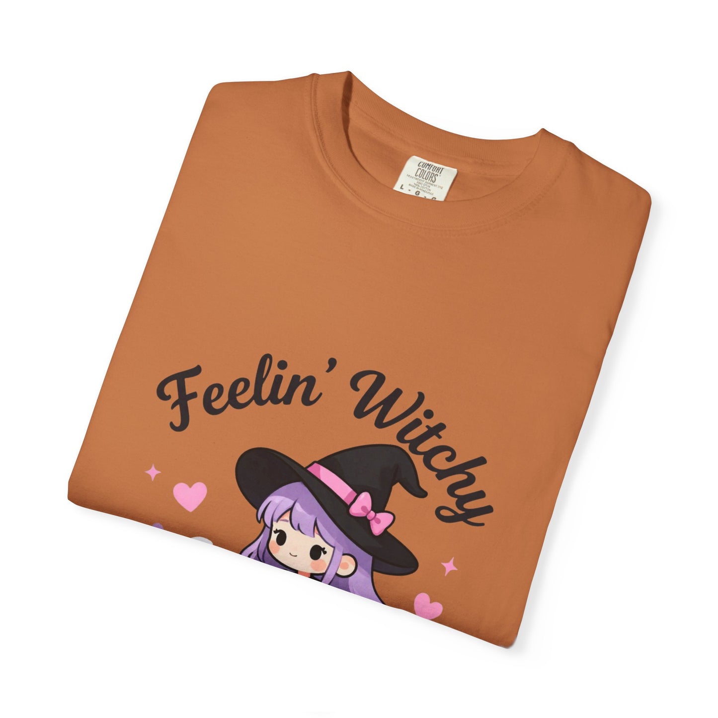 Feelin' Witchy T-Shirt — Cute Purple Witch Graphic Tee for Halloween