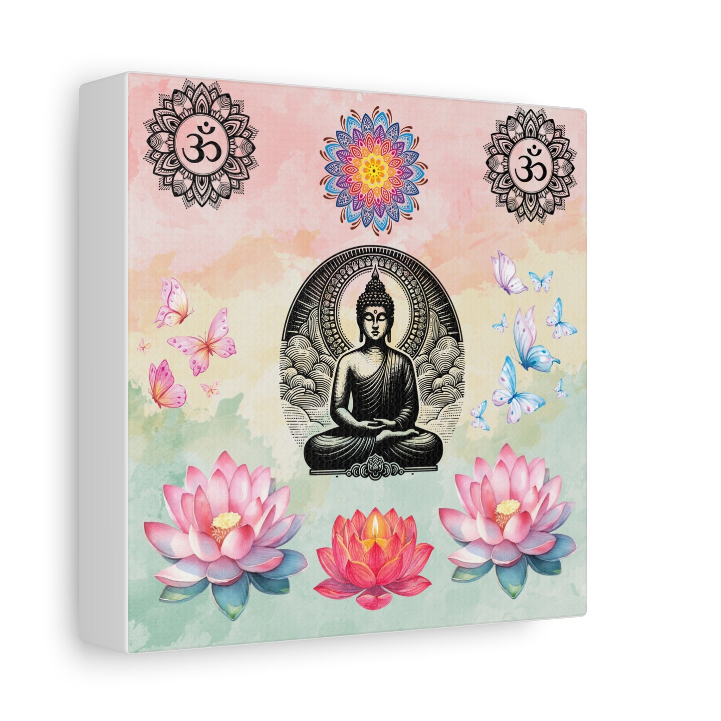 Buddha Lotus Meditation Canvas — Om Mandala Wall Art