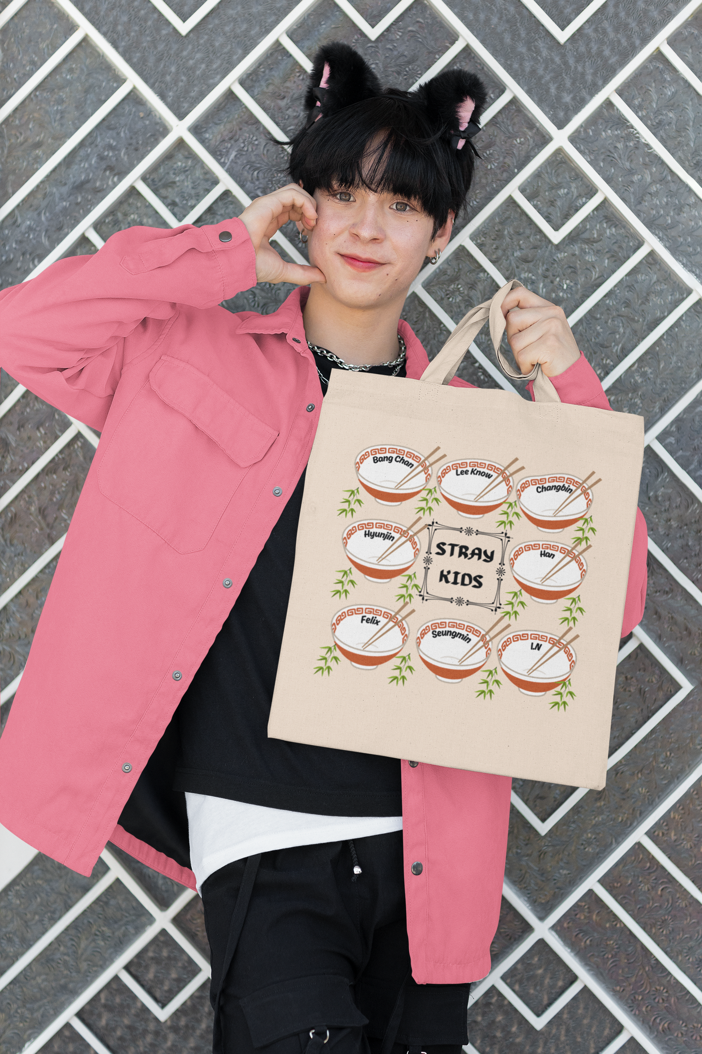 Stray Kids Ramen Bowl Graphic Cotton Canvas Tote