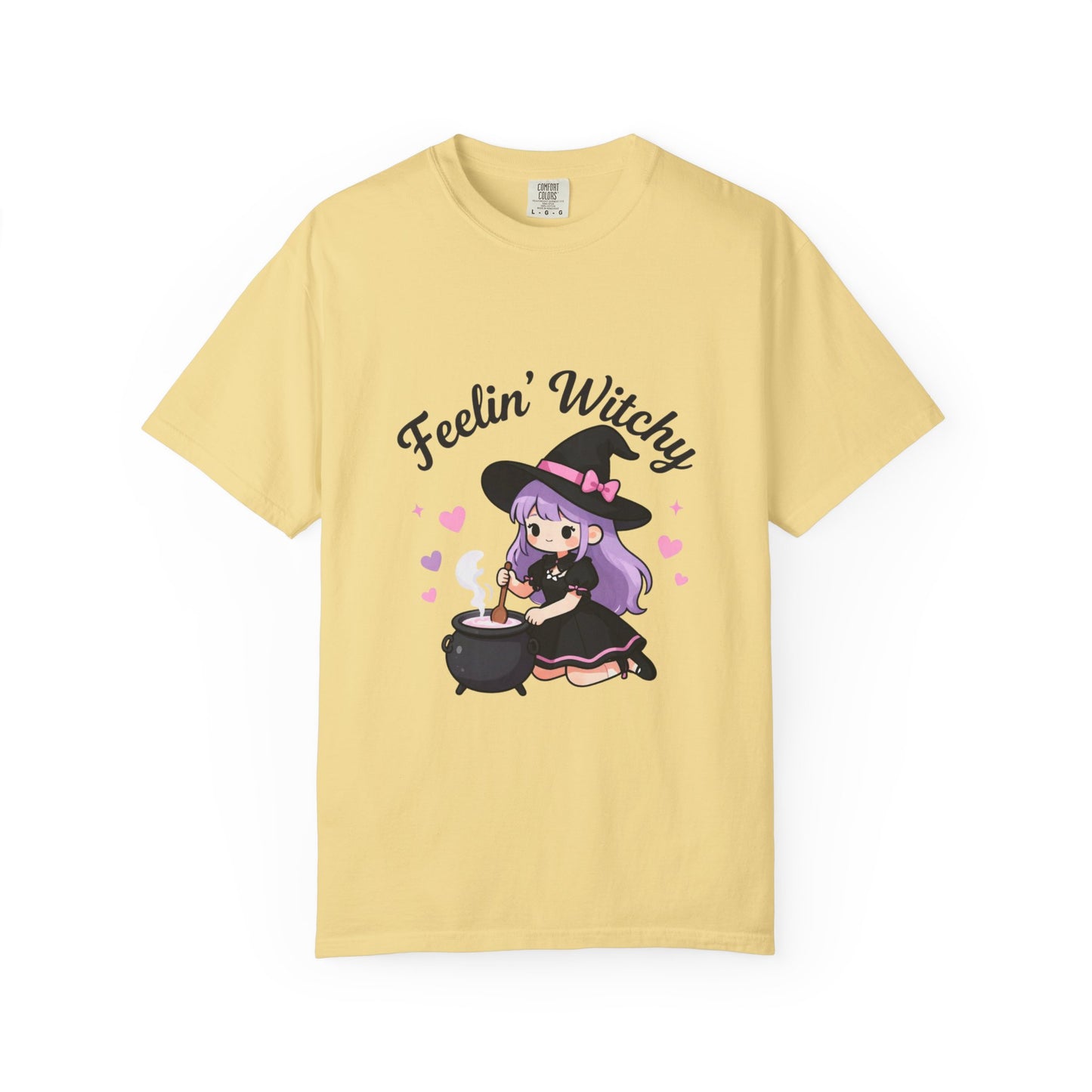 Feelin' Witchy T-Shirt — Cute Purple Witch Graphic Tee for Halloween