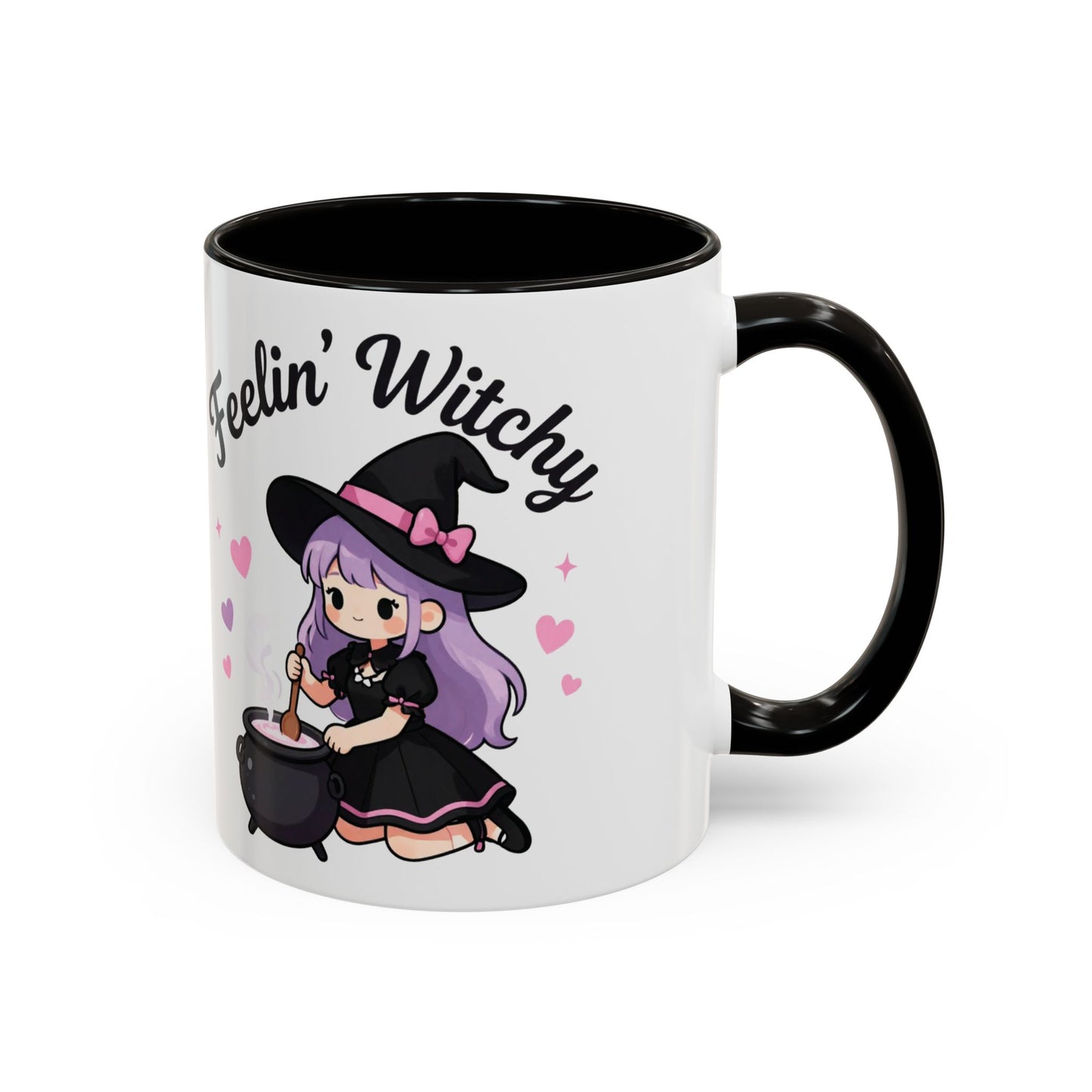 Feelin' Witchy Coffee Mug — Cute Kawaii Witch Illustration (11oz & 15oz)