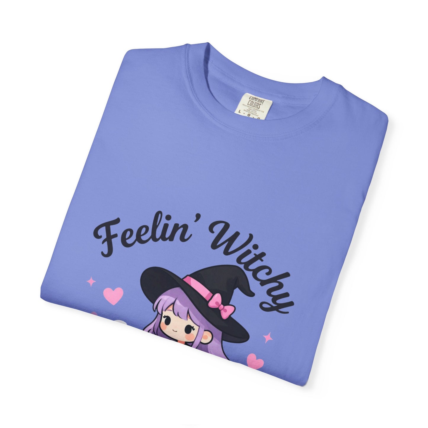 Feelin' Witchy T-Shirt — Cute Purple Witch Graphic Tee for Halloween