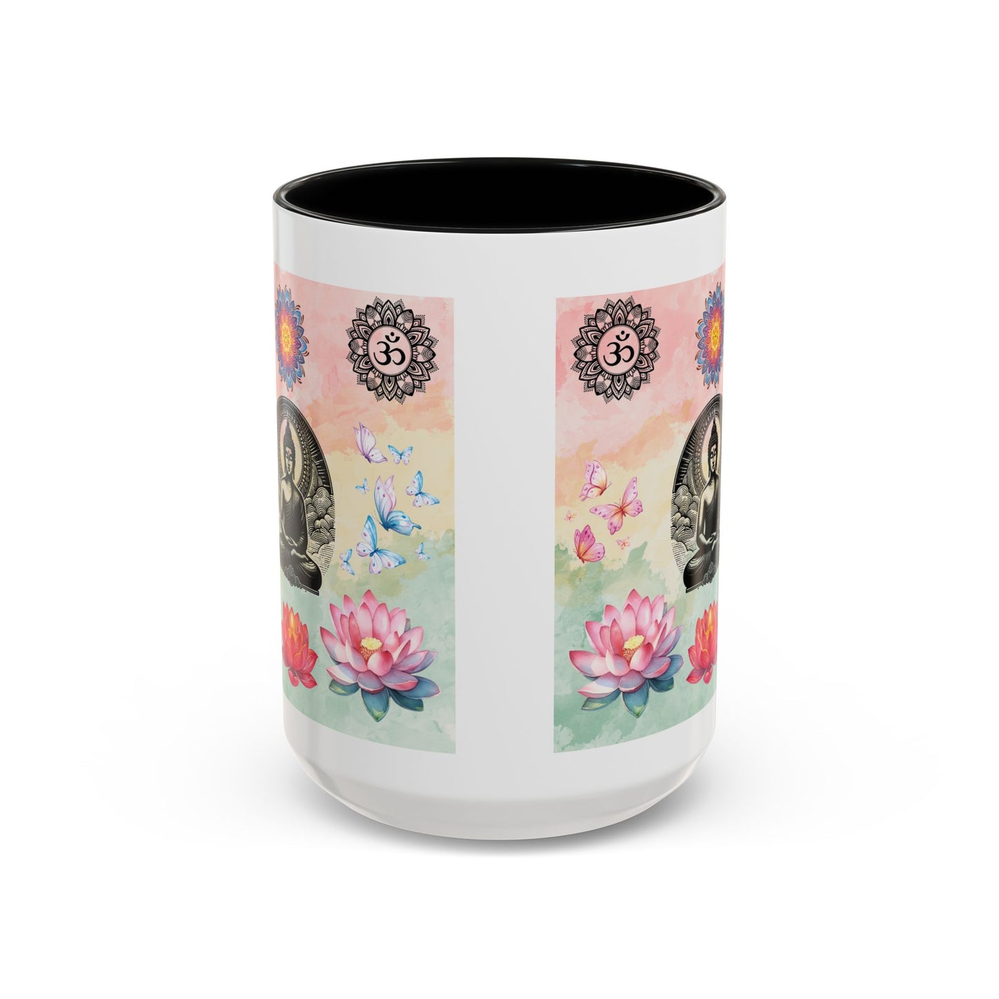 Buddha Lotus Accent Coffee Mug — Meditation, Om & Chakra Spiritual Tea Cup