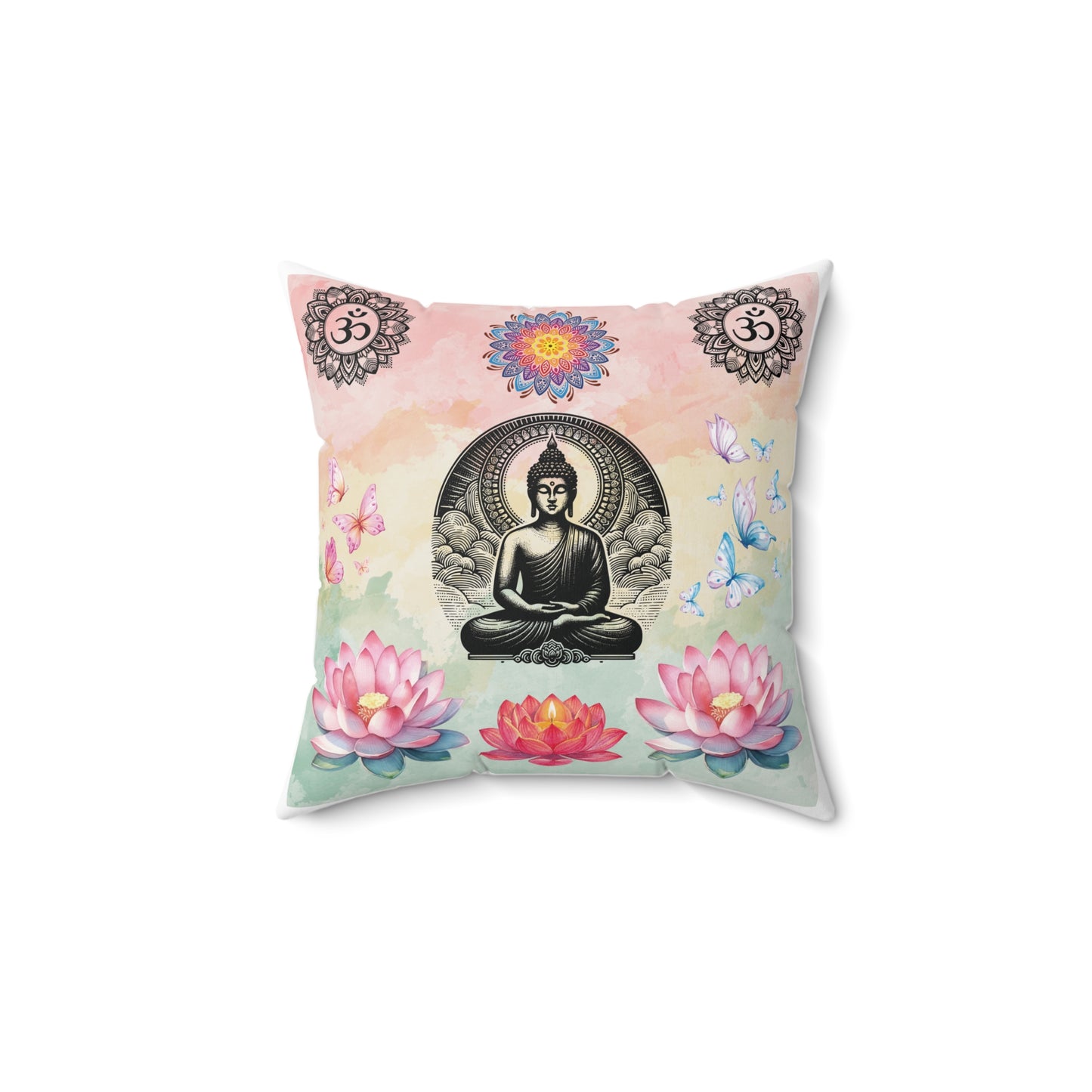 Buddha Lotus Meditation Throw Pillow — Spiritual Zen Home Decor