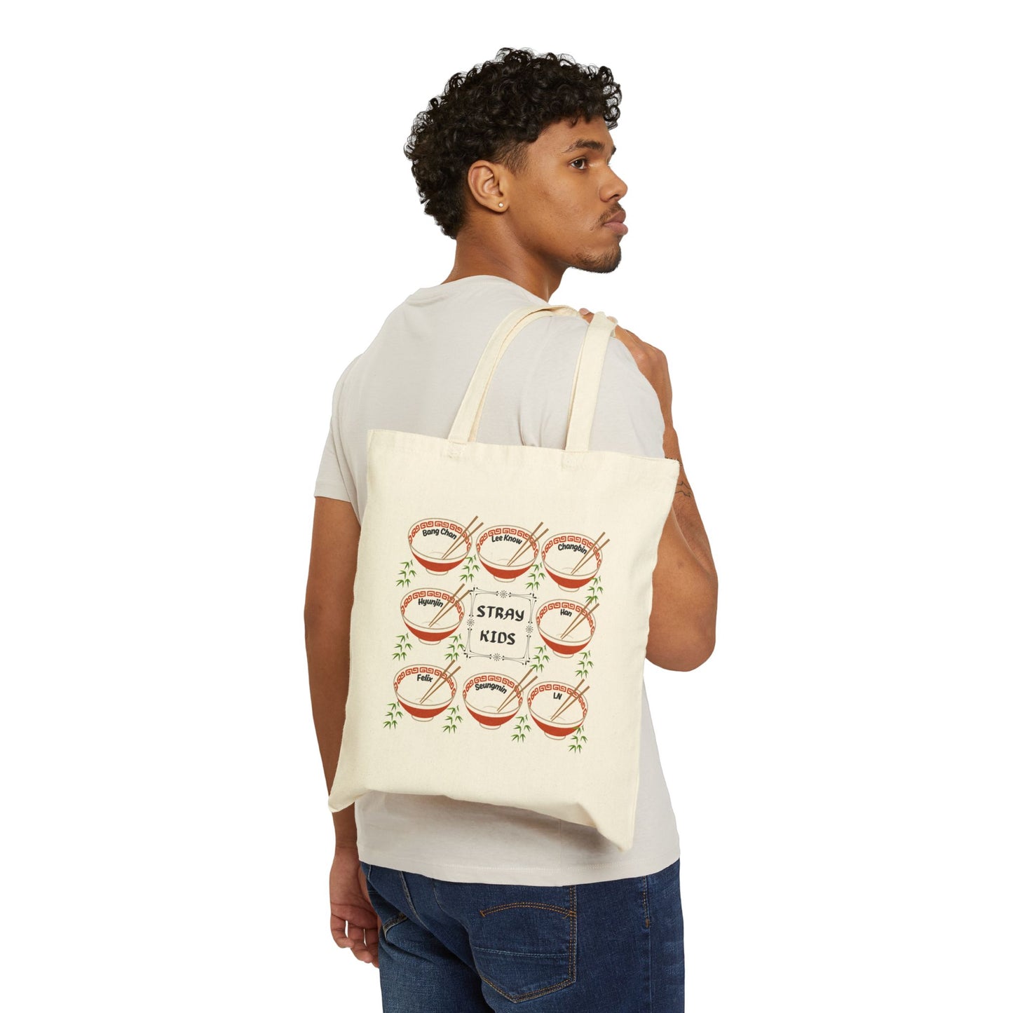 Stray Kids Ramen Bowl Graphic Cotton Canvas Tote