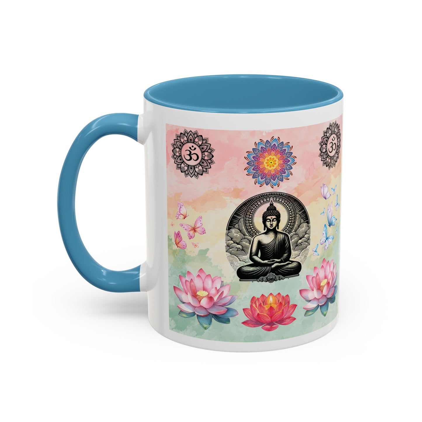 Buddha Lotus Accent Coffee Mug — Meditation, Om & Chakra Spiritual Tea Cup