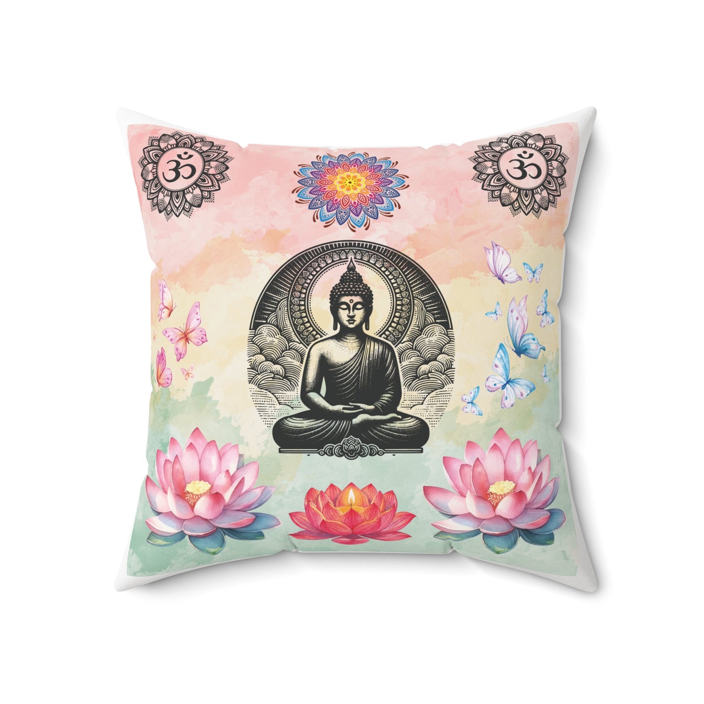 Buddha Lotus Meditation Throw Pillow — Spiritual Zen Home Decor